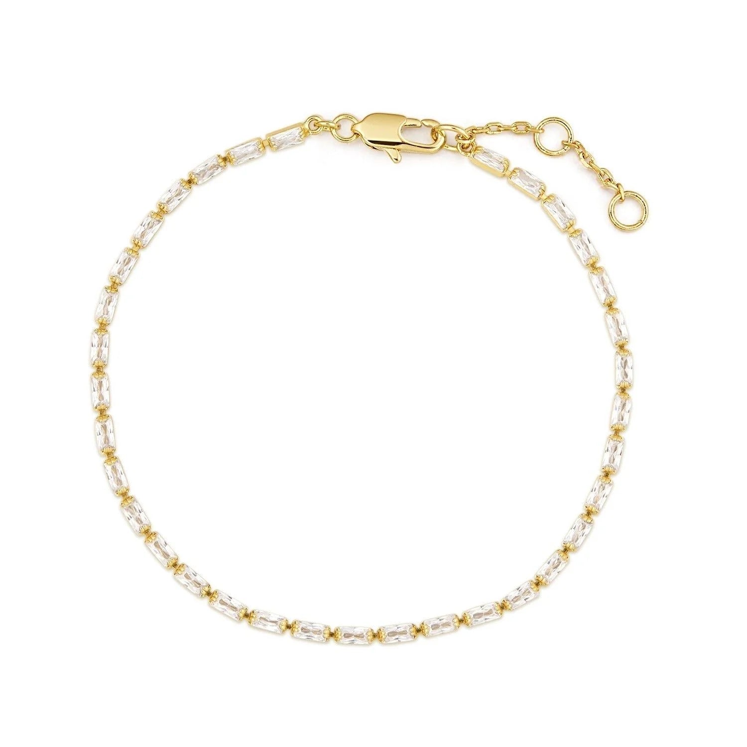 Gold bracelet with rectangular crystals from Baguette CZ Tennis Bracelet collection