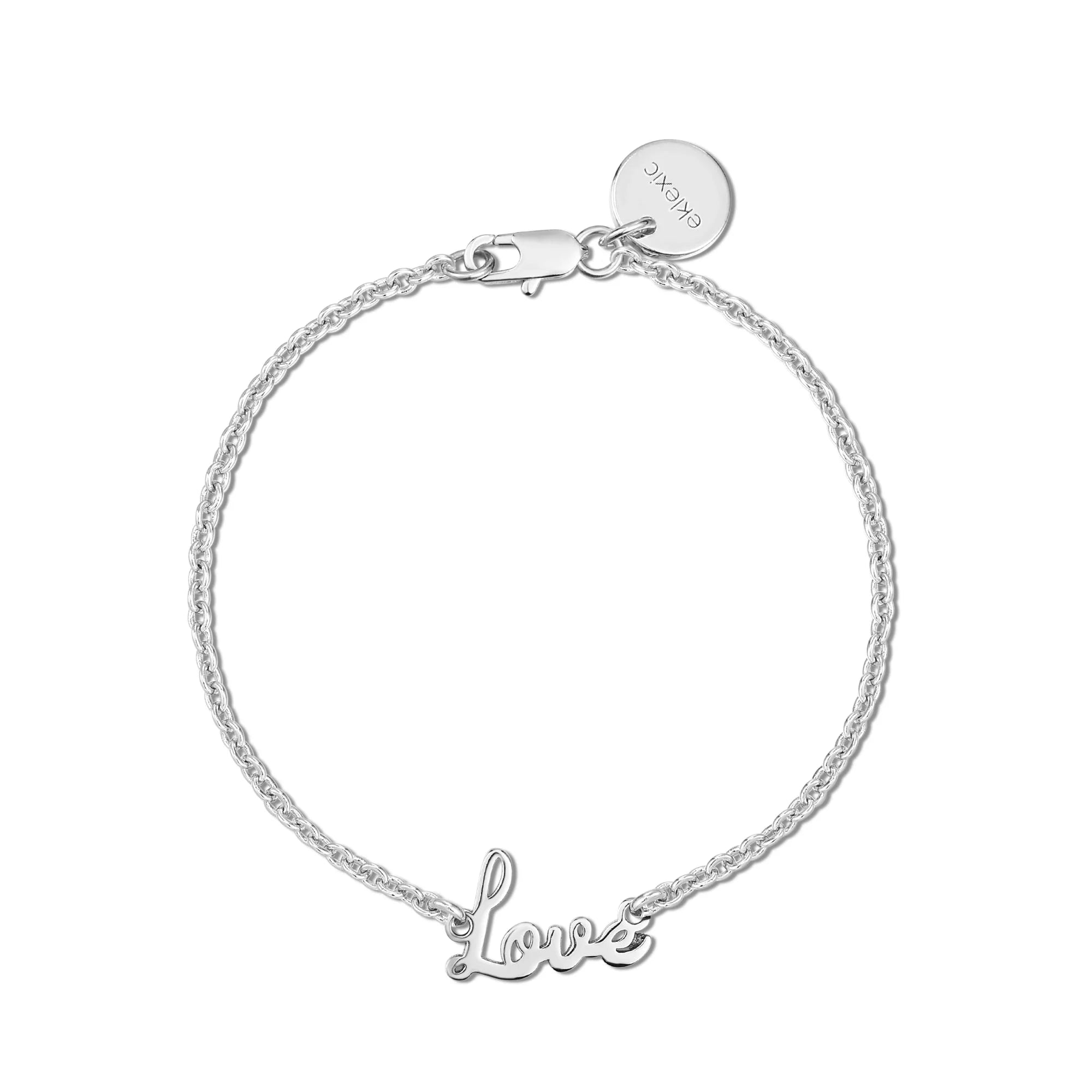 Sterling silver Dainty Script Love Bracelet with a Love script charm