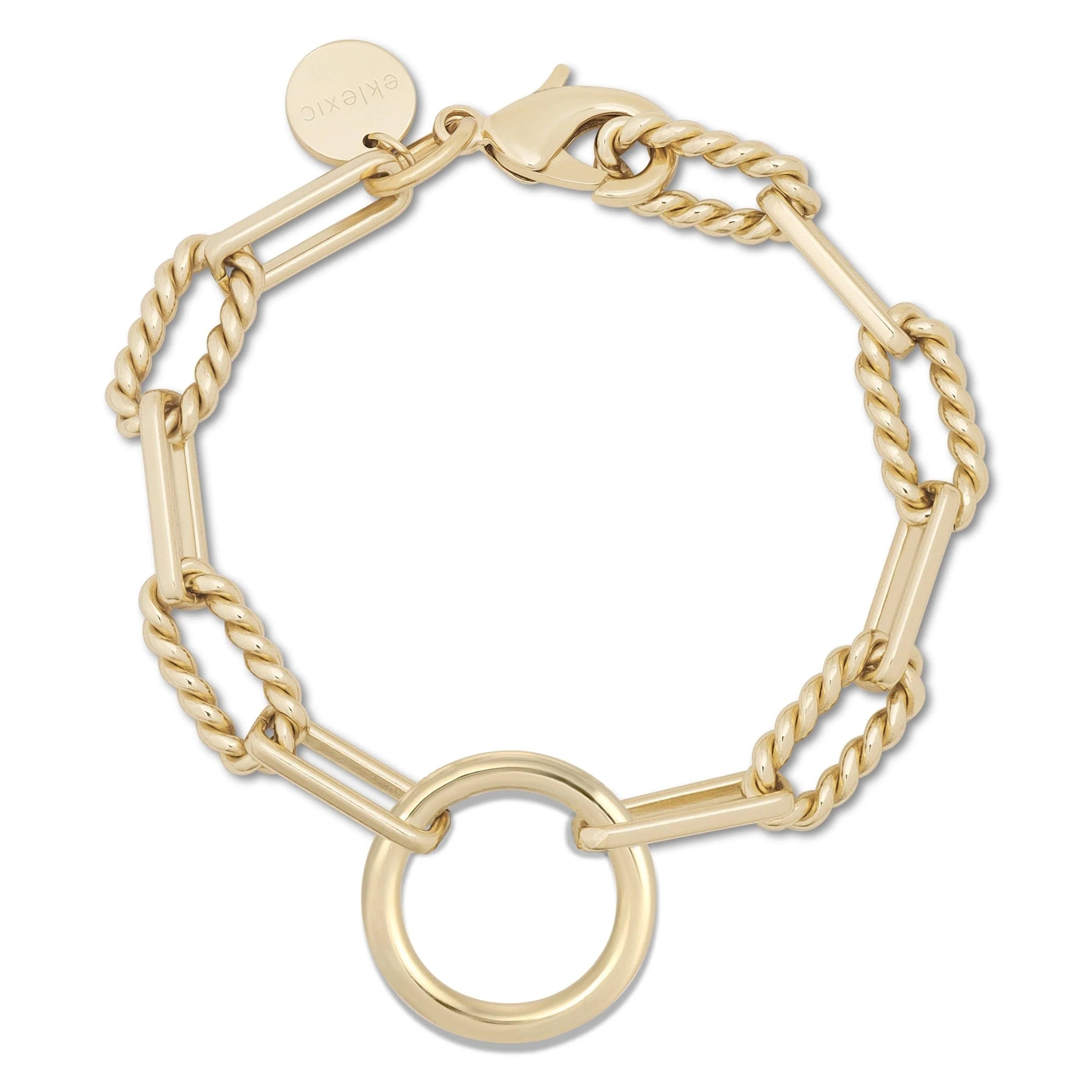 Gold-toned chain link bracelet with circular pendant from Eliza Bracelet collection