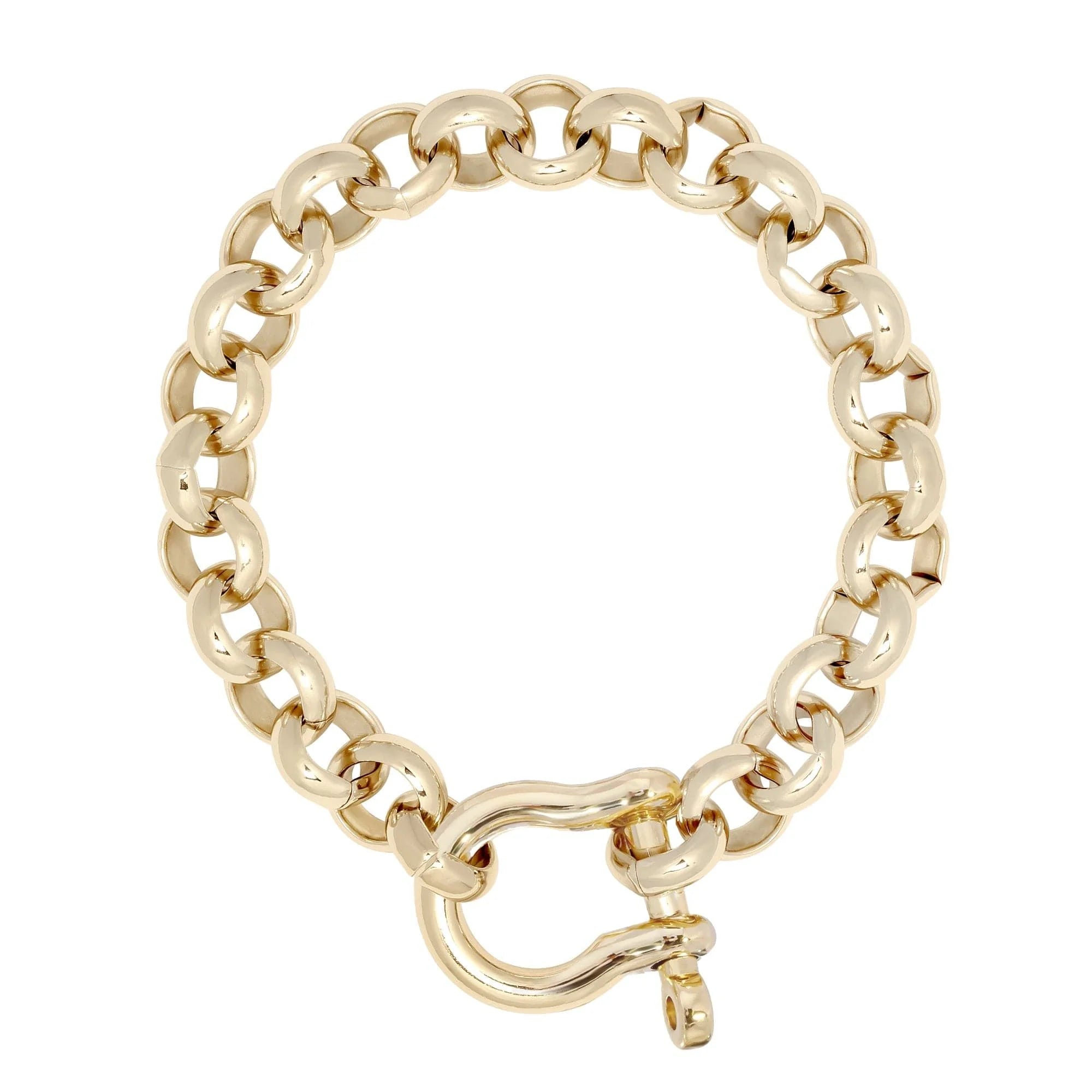 Harley Bracelet gold chain bracelet with shackle clasp for a sleek edgy look