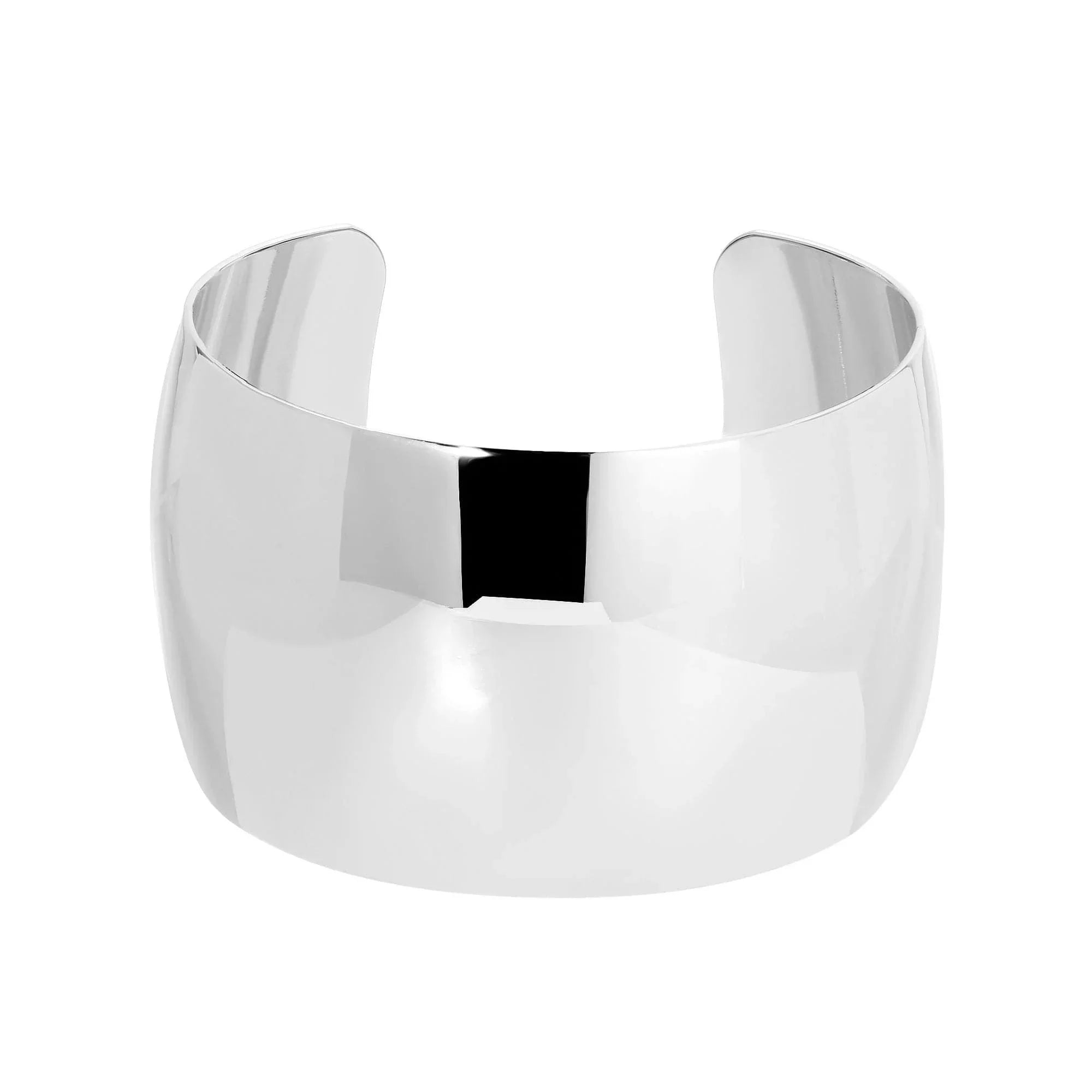Shiny silver cuff bracelet from Large Domed Cuff collection for stylish wrist wear