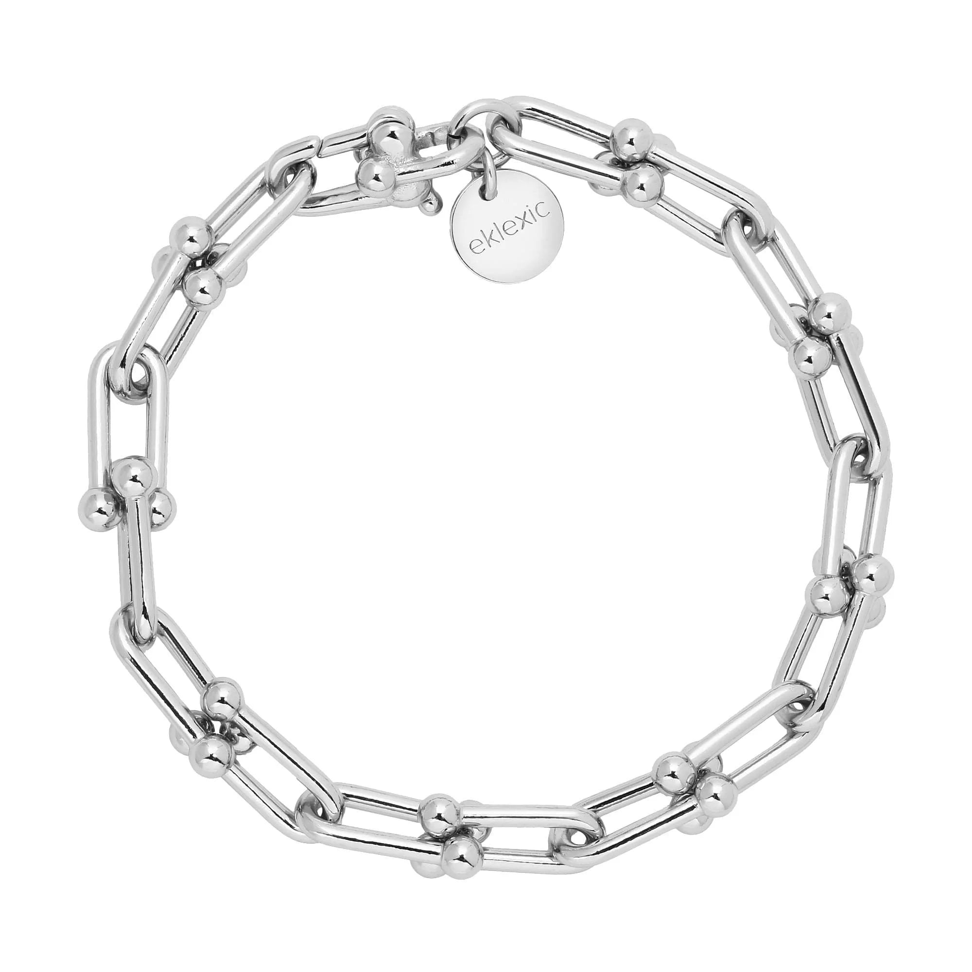 Silver chain-link Margaux Bracelet with shiny spherical accents for stylish bling