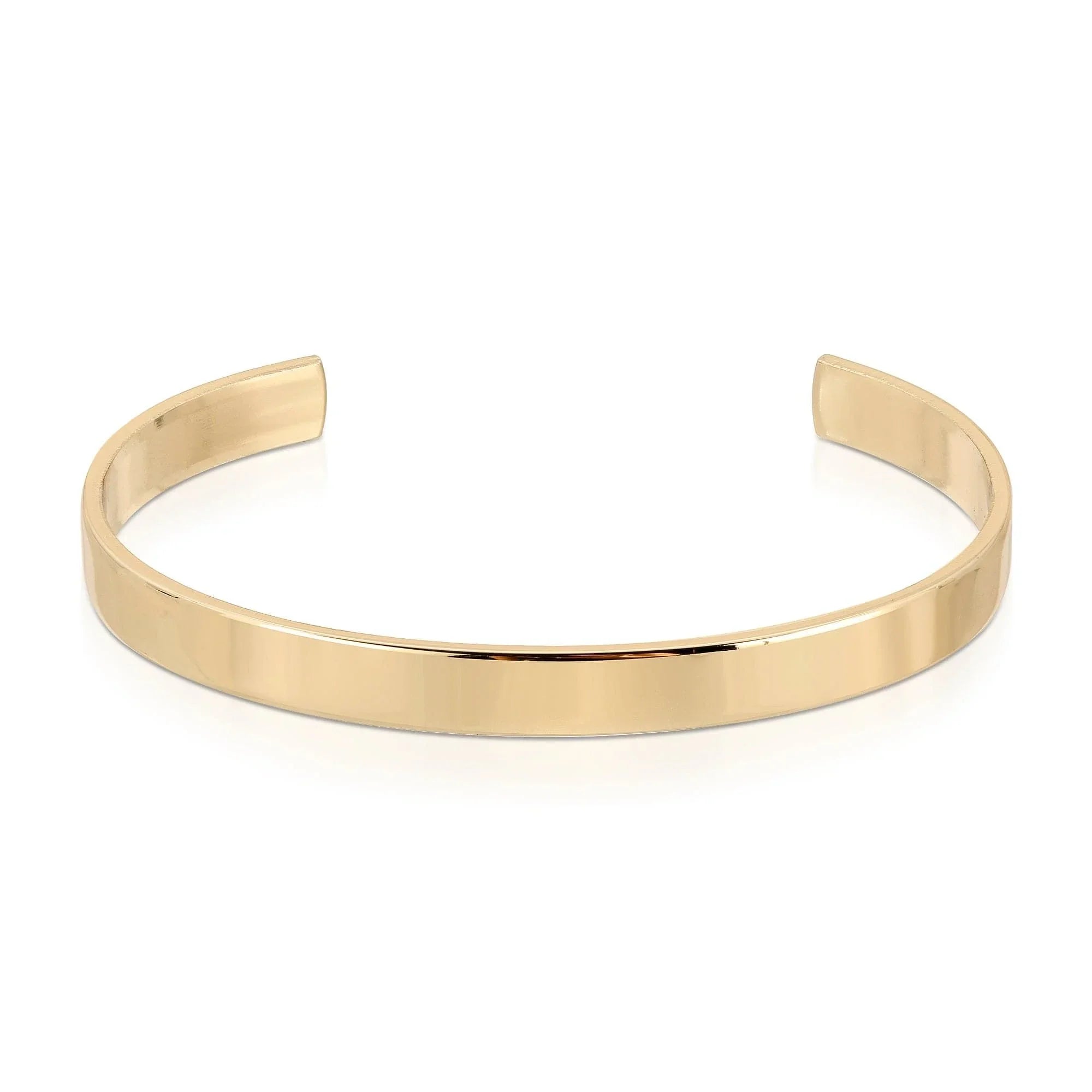 Gold-colored metal cuff bracelet for men, stylish 1/4 inch brass accessory
