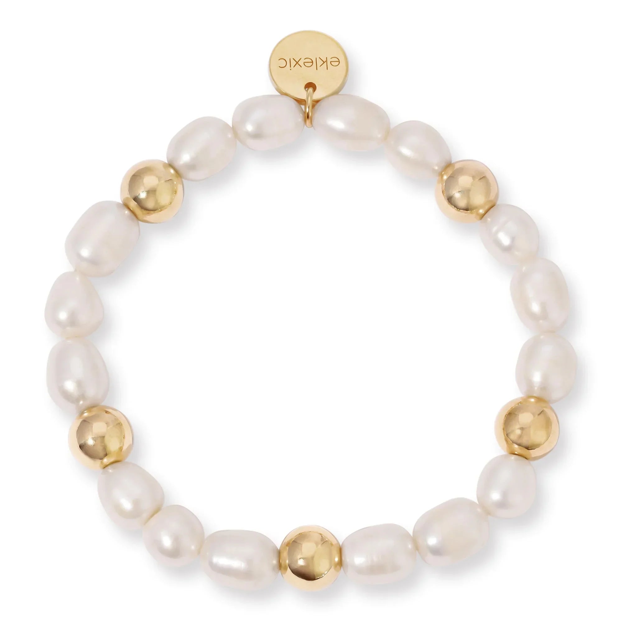 Paz Pearl and gold bead bracelet looks stylish and elegant, perfect for any outfit