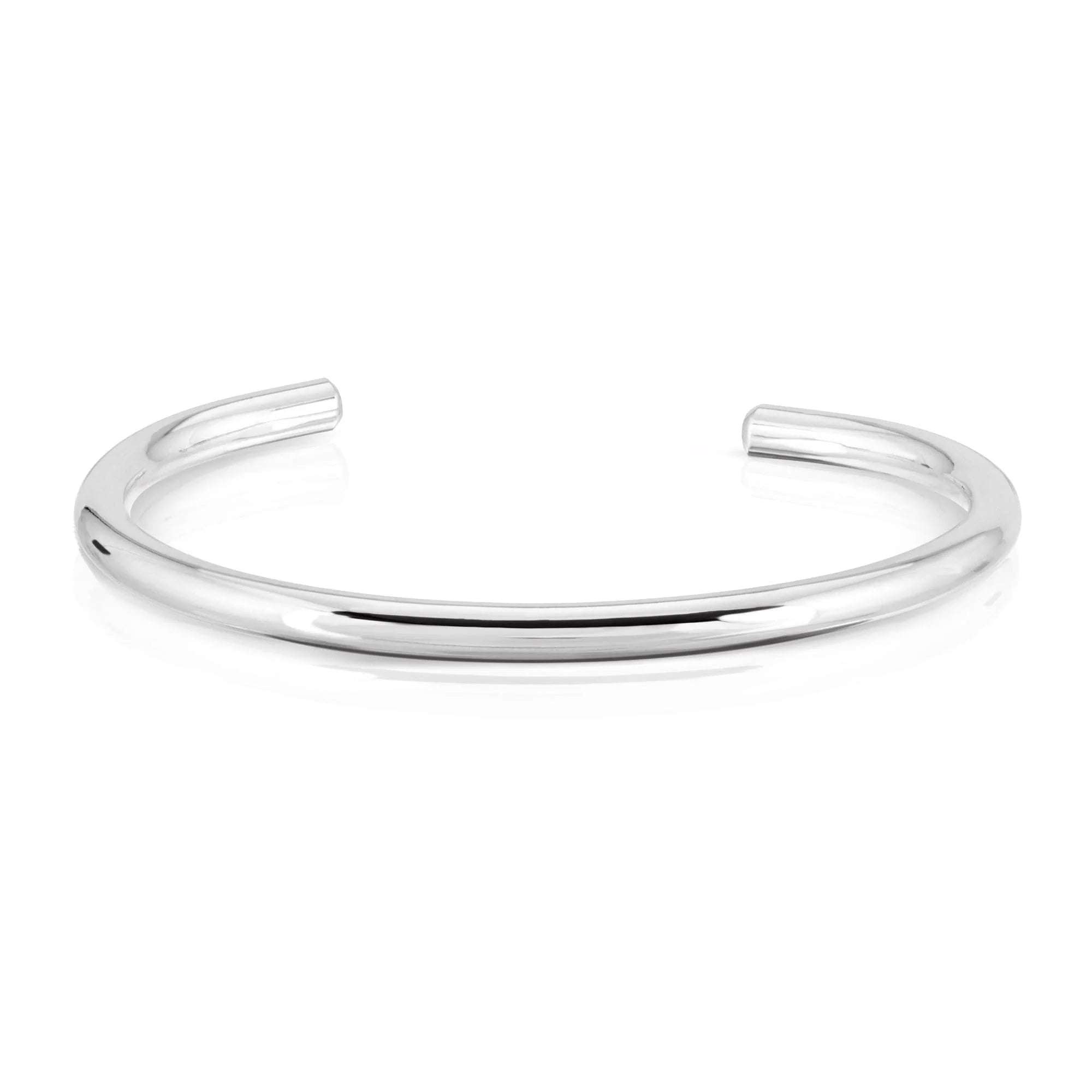 Silver cuff bracelet from the Simple Round Cuff collection looking stylish and sleek