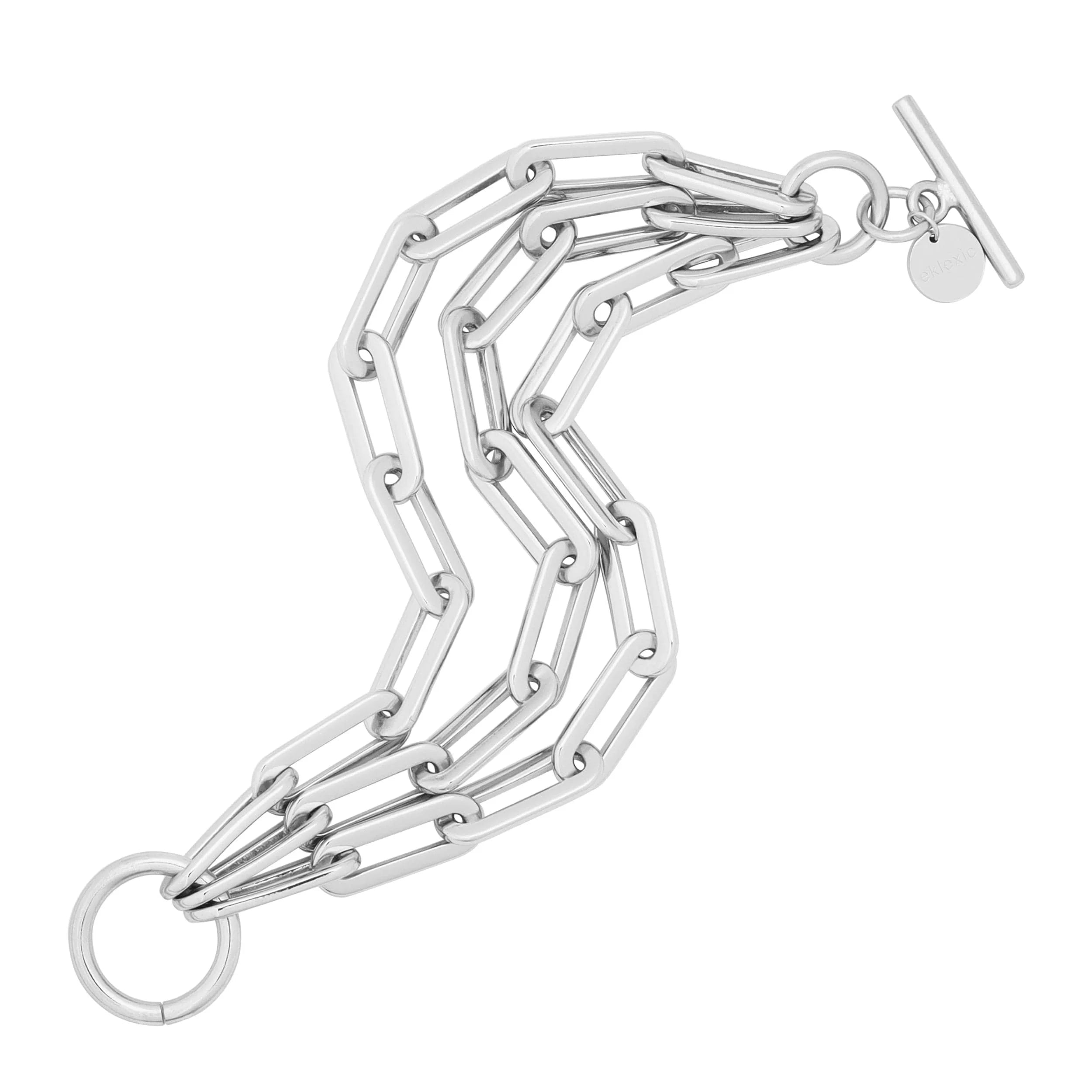 Silver-toned triple-strand chain bracelet from the Triple Gisele Toggle Bracelet collection