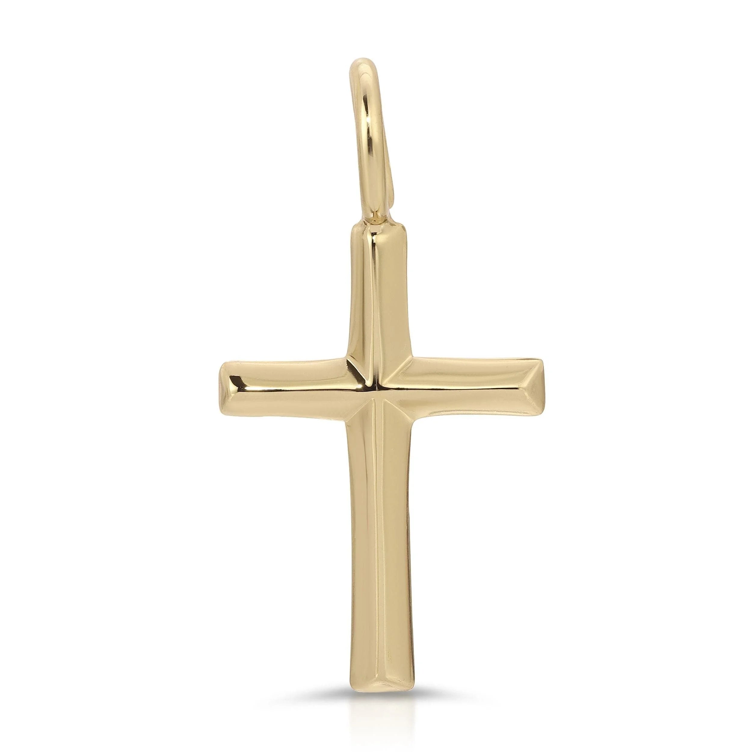 Shiny gold cross pendant displayed on the Cross Pendant jewelry product