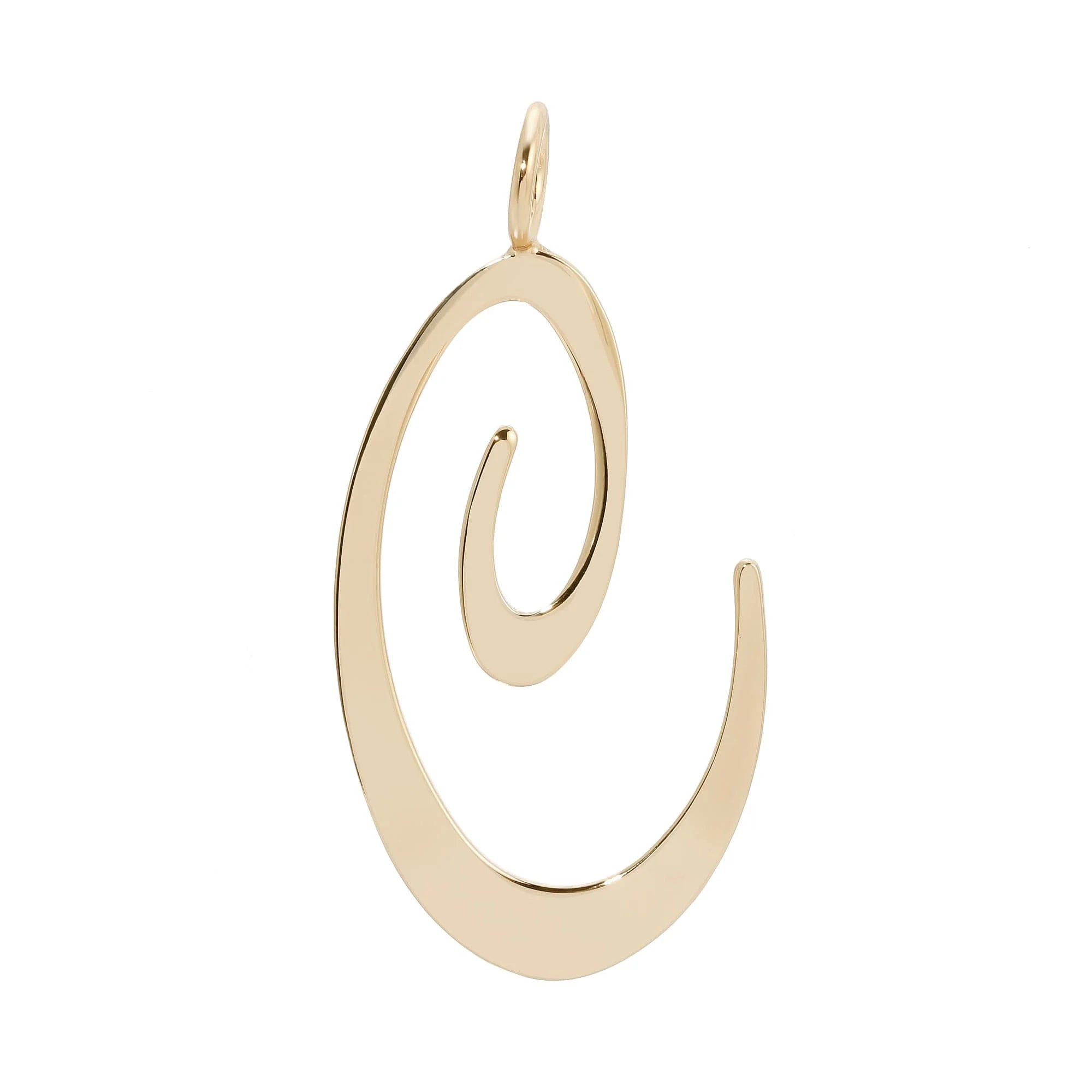 Gold spiral pendant on a chain from the Large Letter Pendants collection
