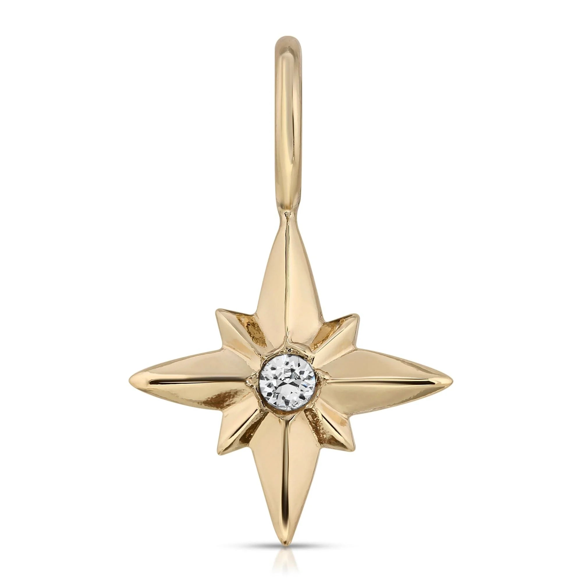 North Charm Gold starburst pendant with a shiny central gemstone for a cool look