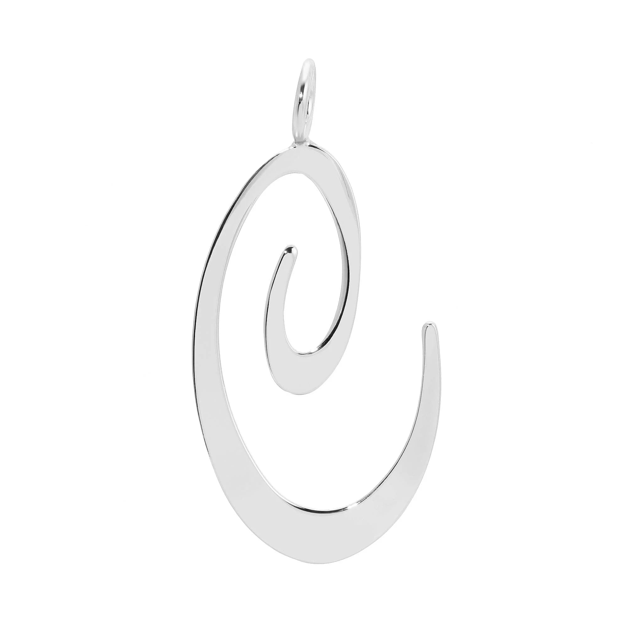 Shiny Silver Spiral Pendant from Silver Large Letter Pendants collection