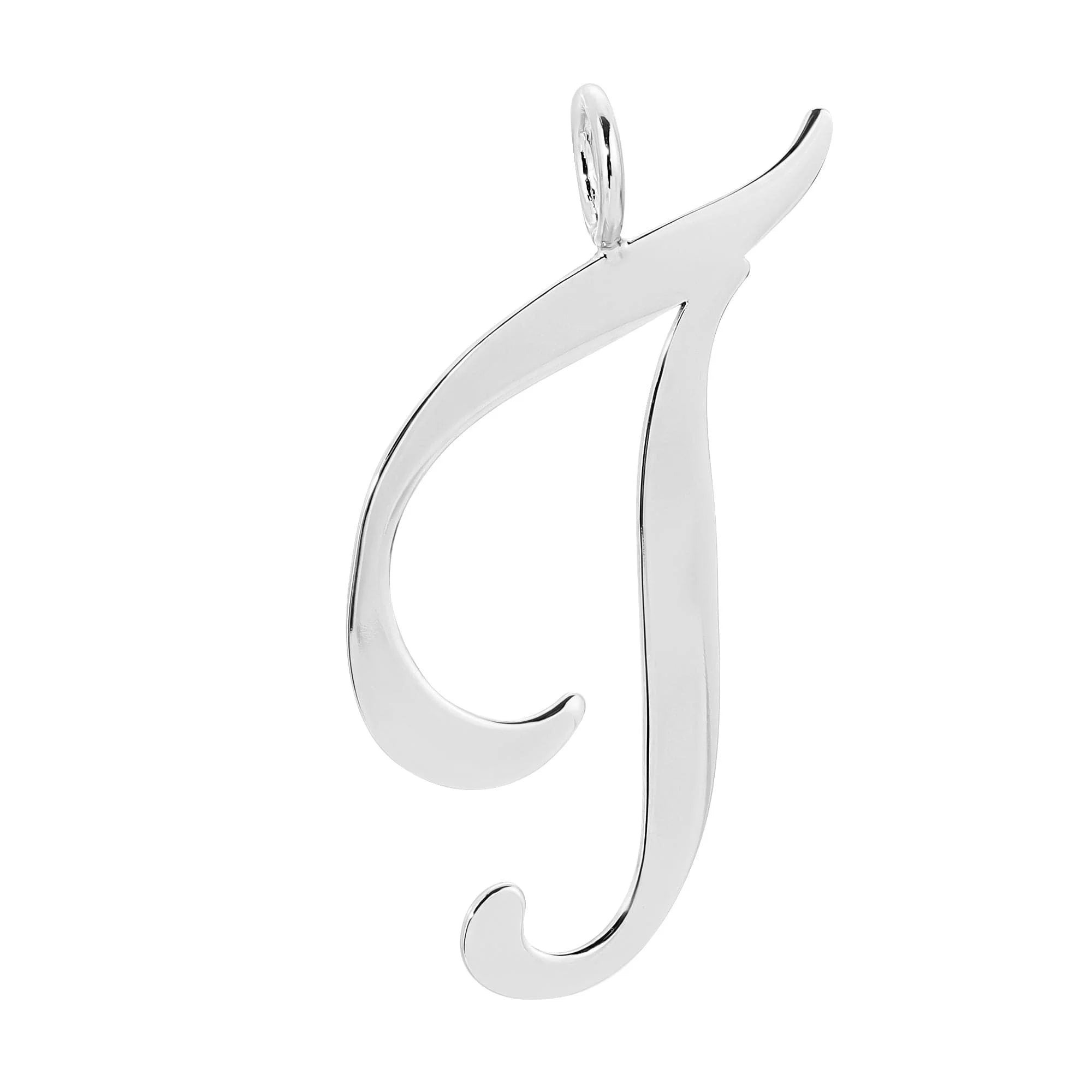 Silver cursive T pendant from Silver Large Letter Pendants for a stylish look