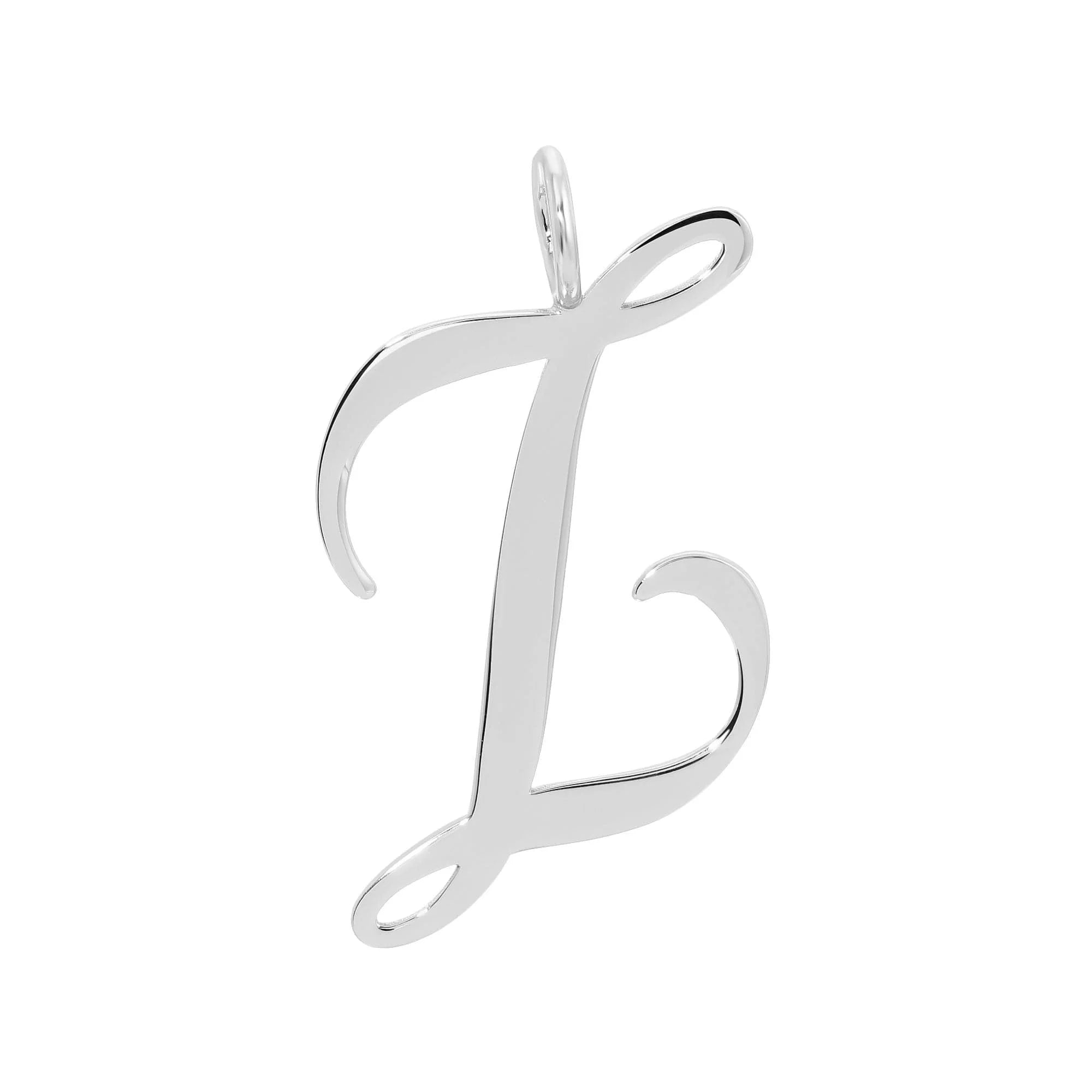 Silver cursive letter L pendant from Silver Large Letter Pendants product line