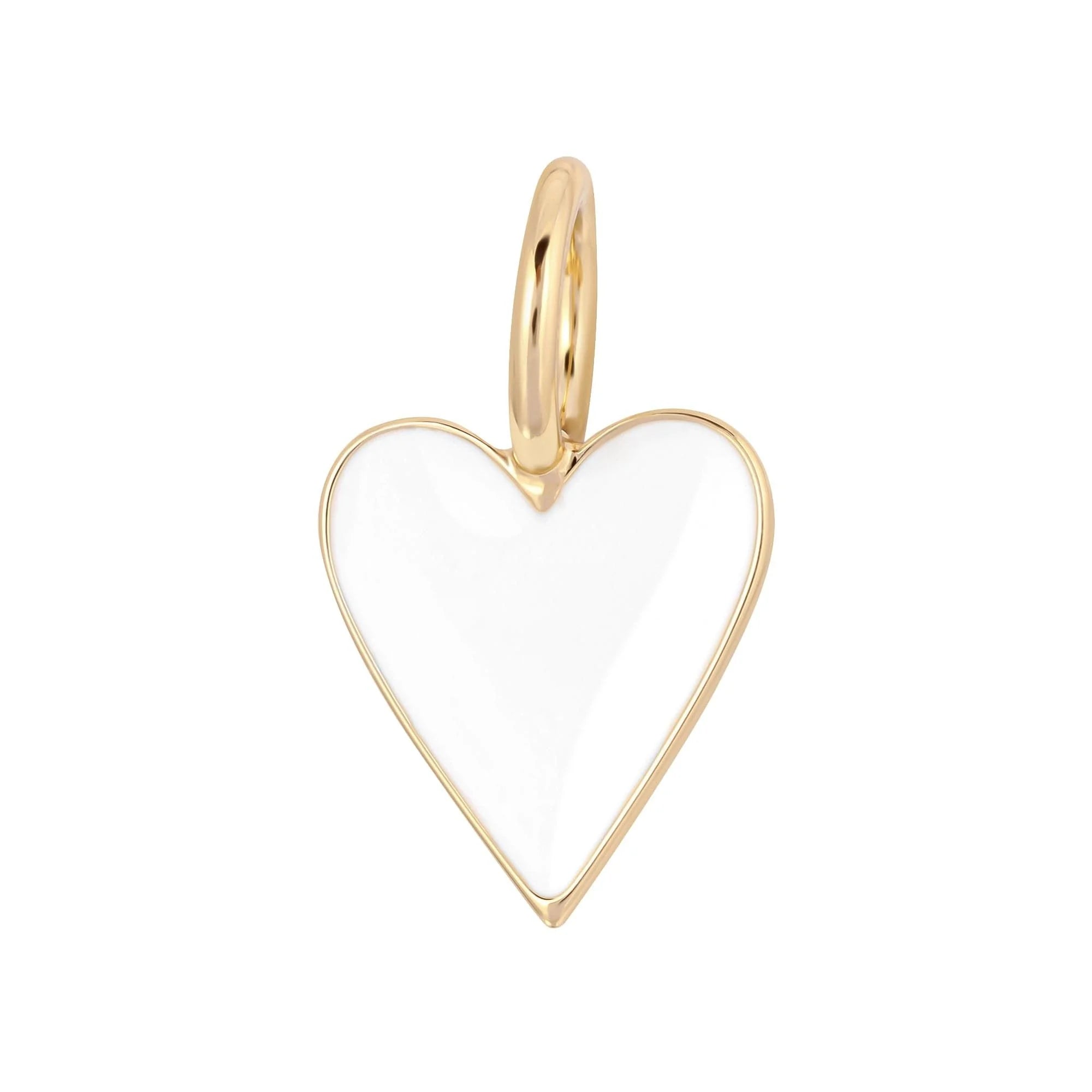 Gold-trimmed white heart enamel pendant from Small Enamel Helena Pendant collection