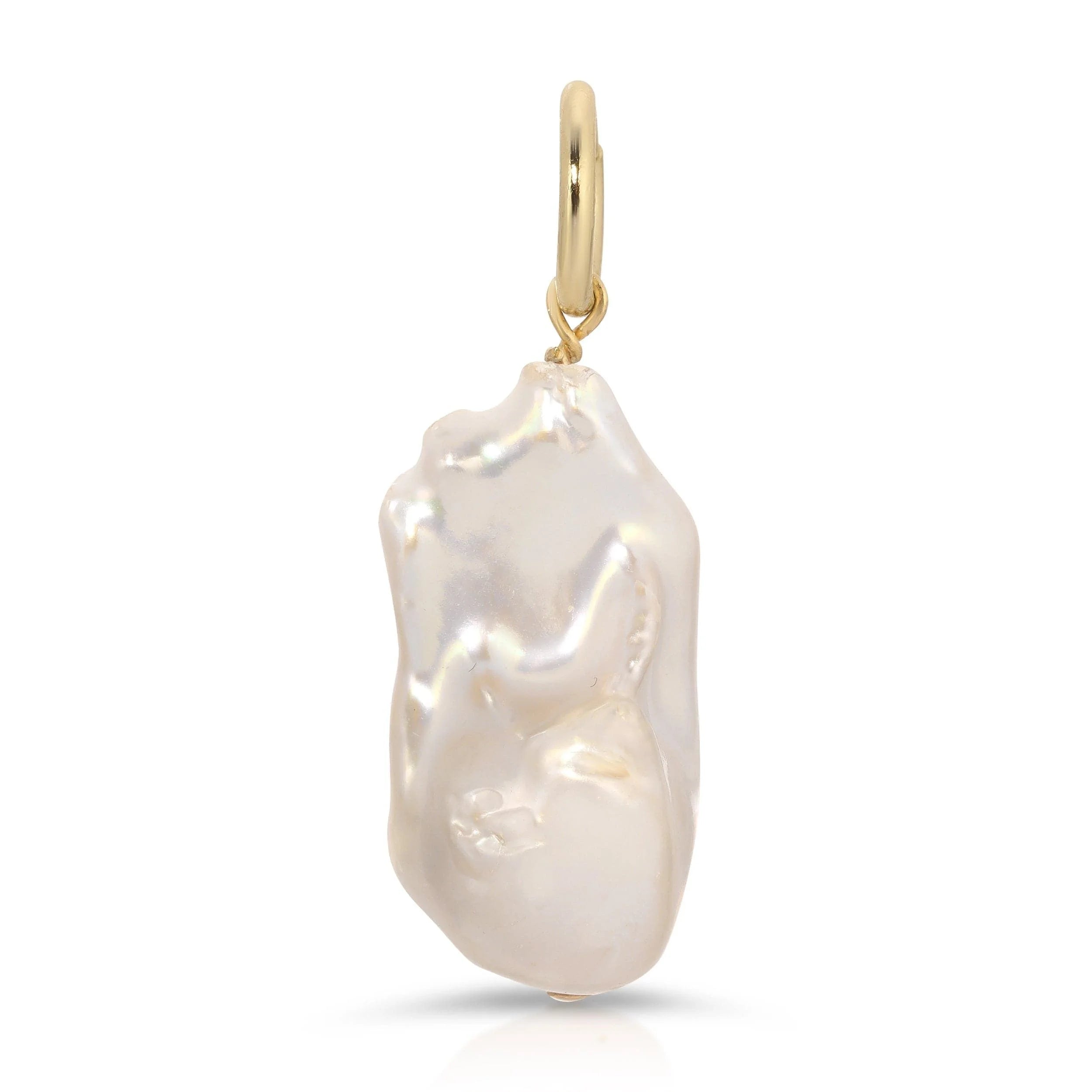 Beautiful XL Fresh Water Baroque Pearl Pendant with Gold Hoop jewelry picture
