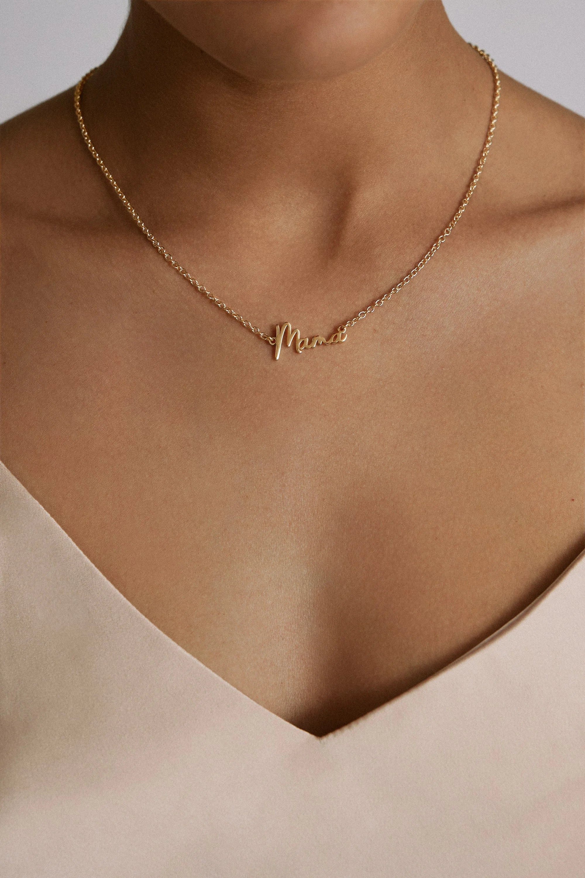 Dainty Script Mama Necklace
