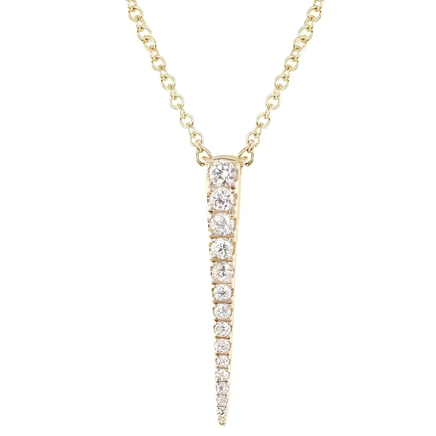 Diamond Dagger Necklace - 14K Solid Gold & Diamond