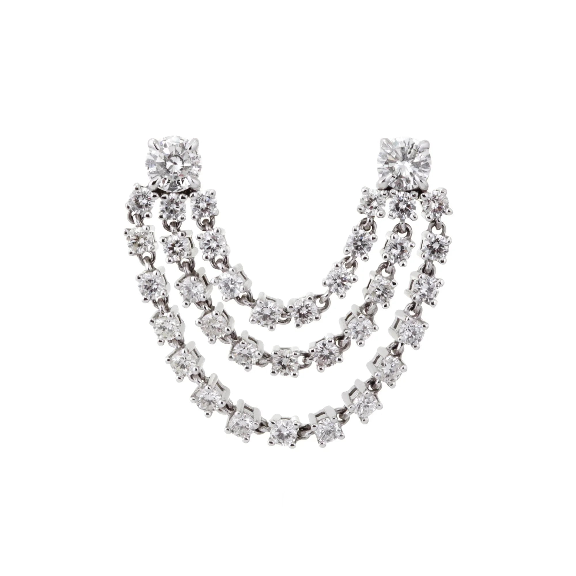 Sparkly Double Diamond Chain Earrings with waterfall design for a trendy look