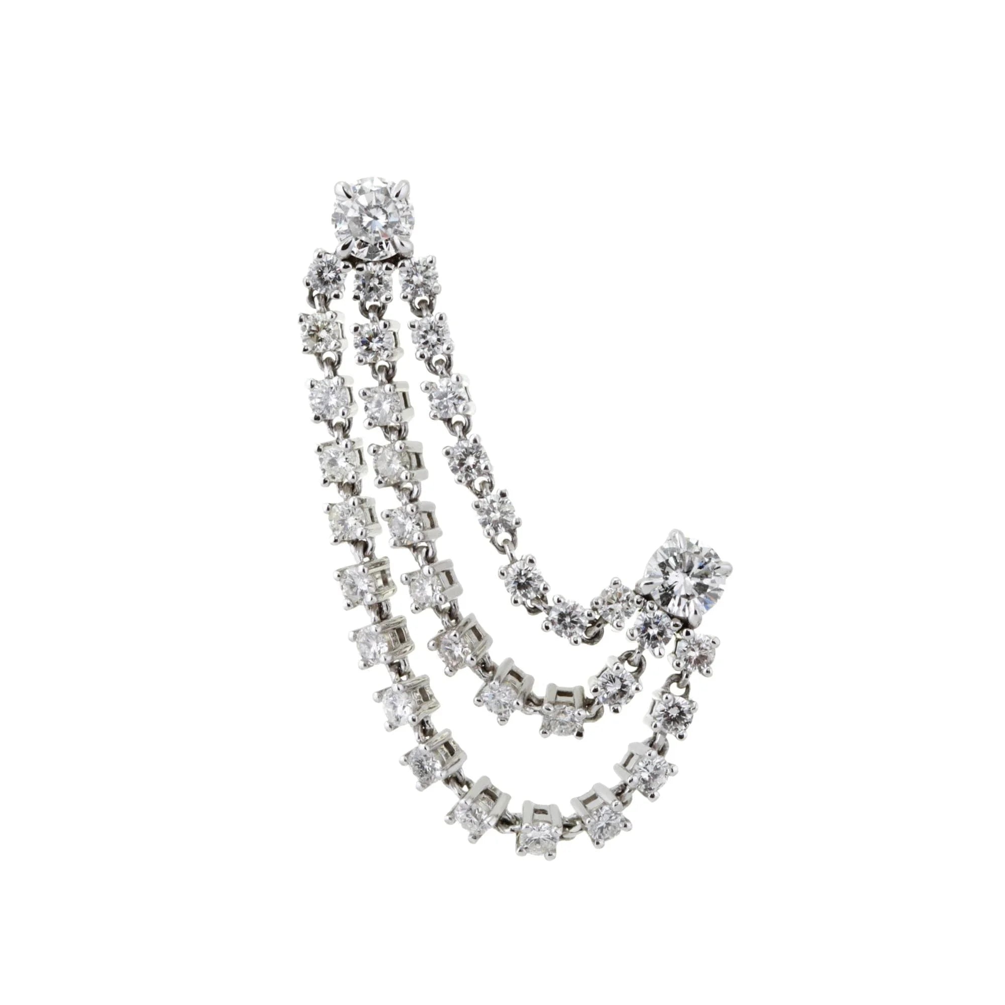Sparkling diamond waterfall earring from the Double Diamond Chain Earring collection