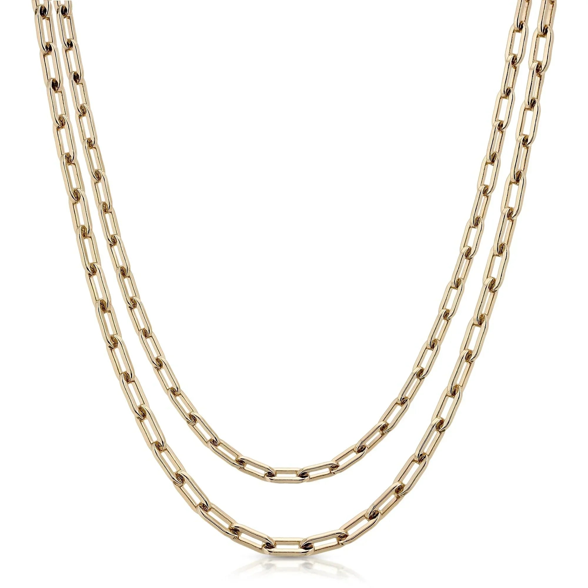 Shiny gold double medium link chain necklaces for a trendy look