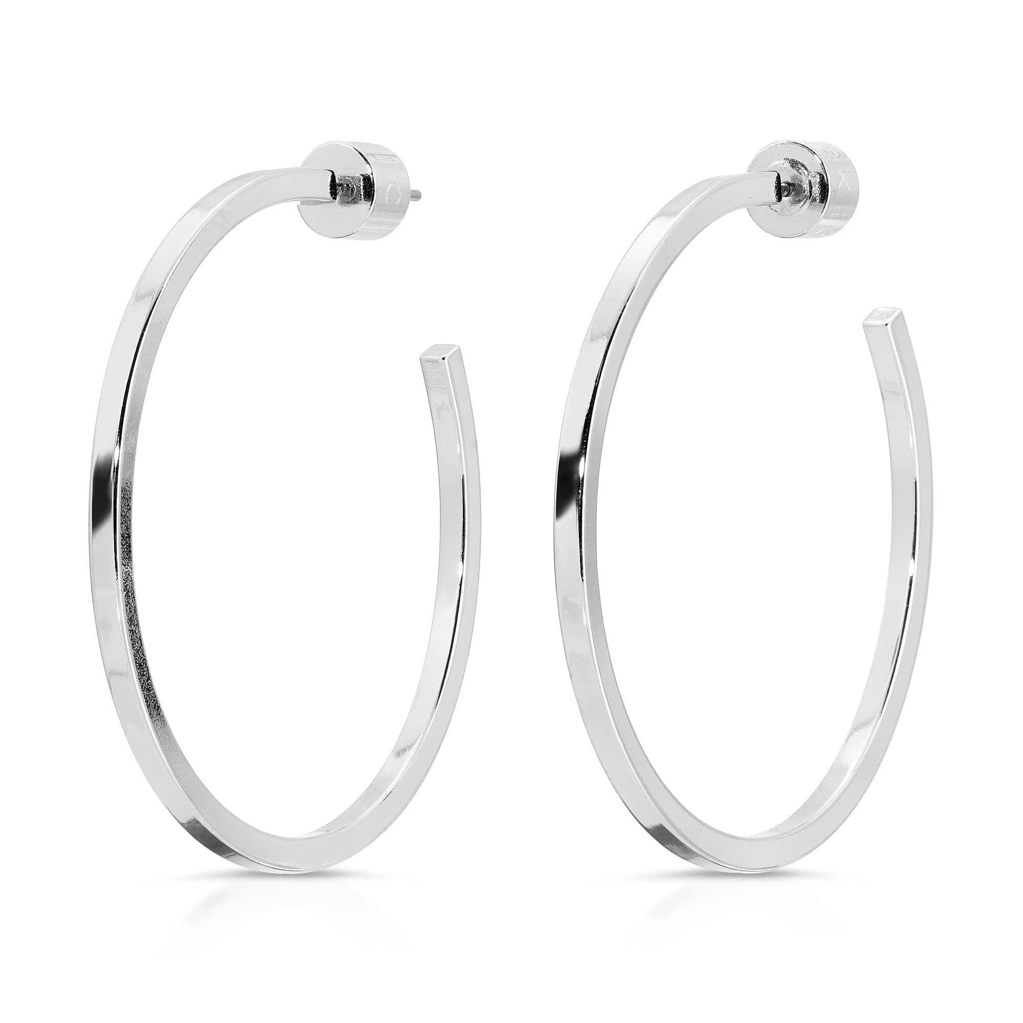 Pretty silver hoop earrings 1.5 inches in size called Ava Hoops