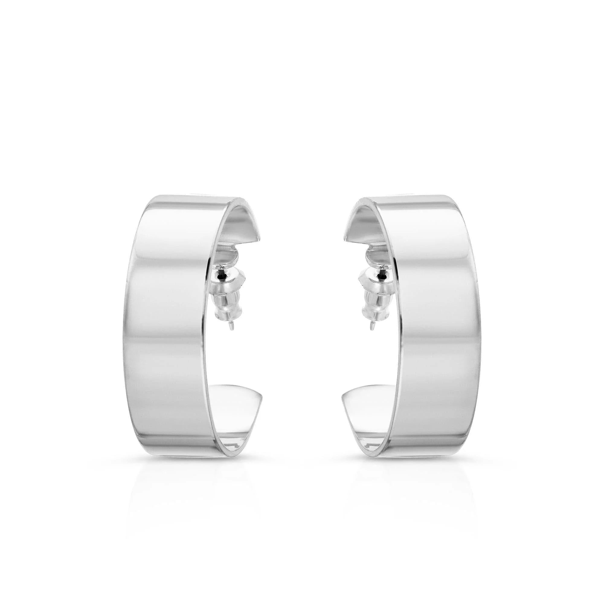 Silver hoop earrings shown in the 1 Skylar Hoops product display