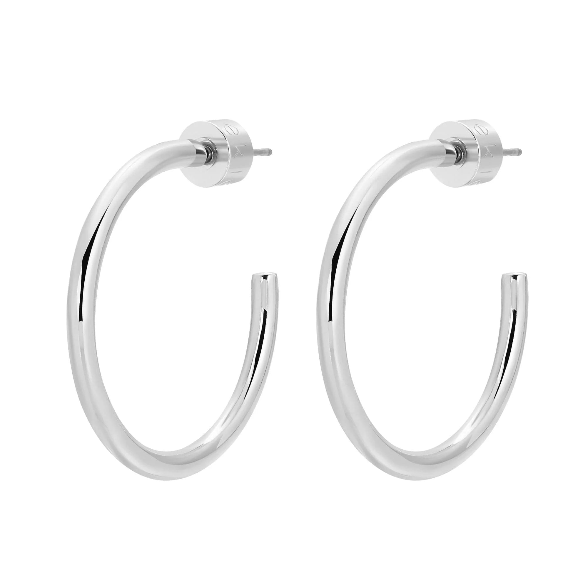 Shiny silver hoop earrings in 1 inch size from Ultimate Hoops collection