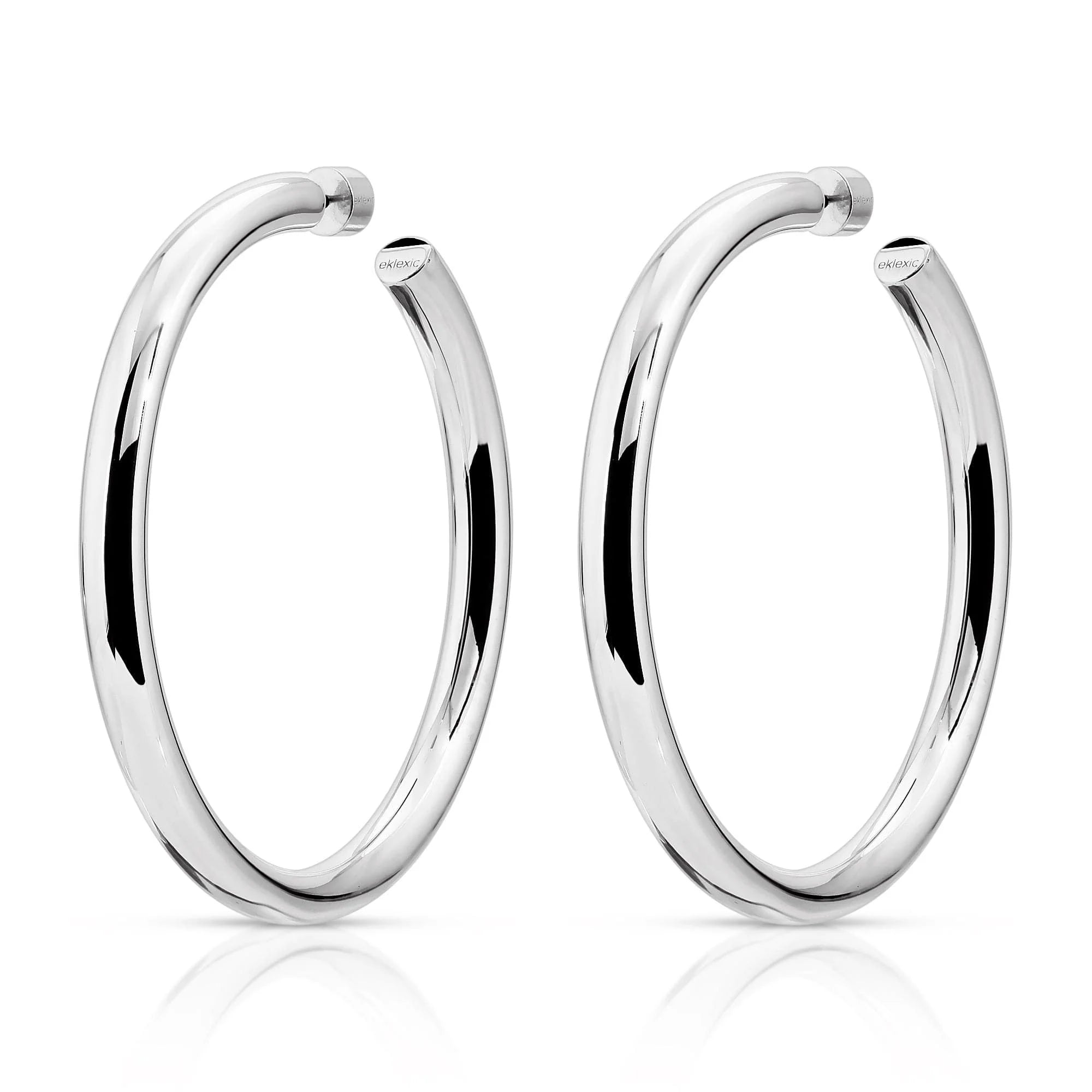 Silver hoop earrings shown on a product named 2.5 Kelly Hoops for stylish vibes