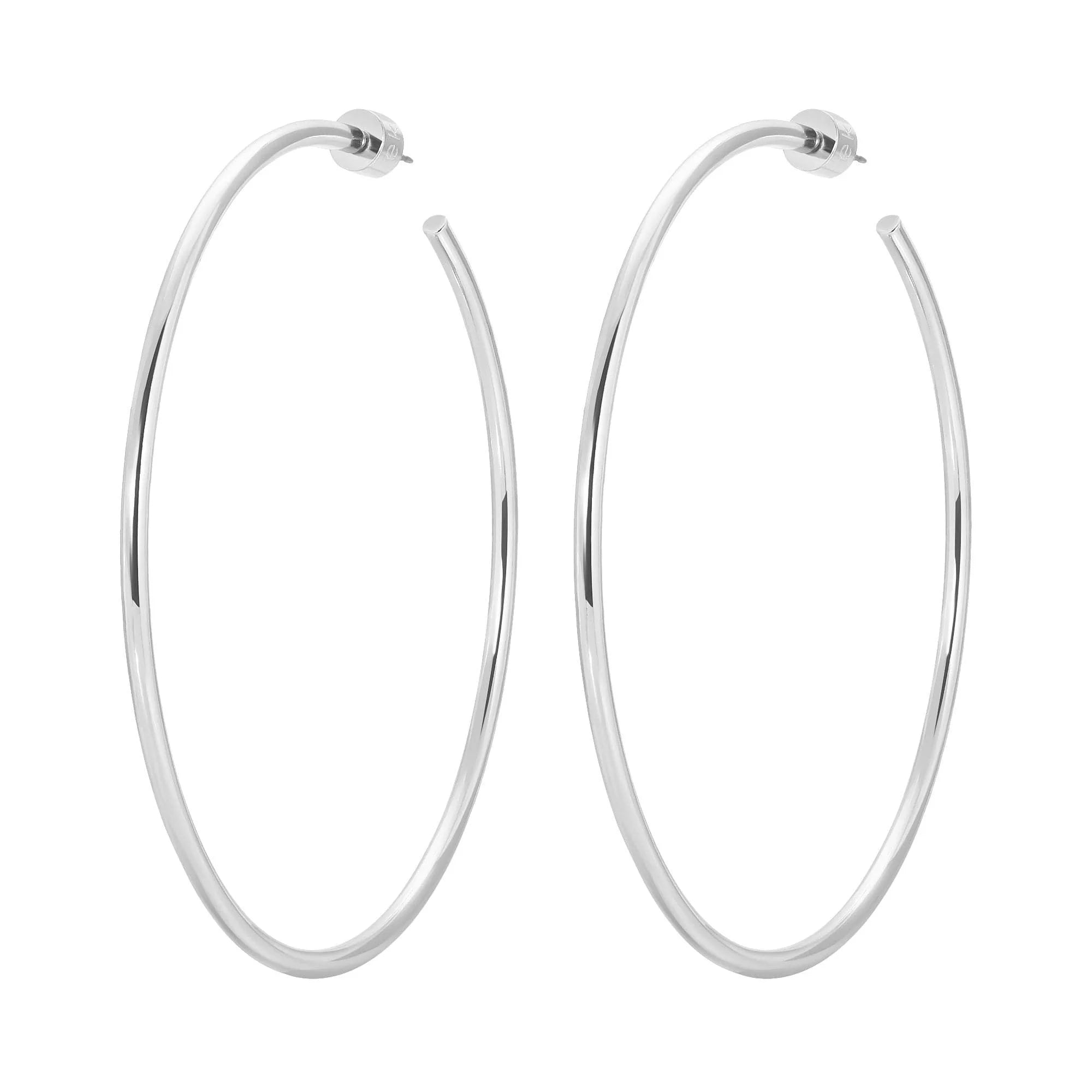 Stylish silver hoop earrings from the 3 Inch Ultimate Hoops collection