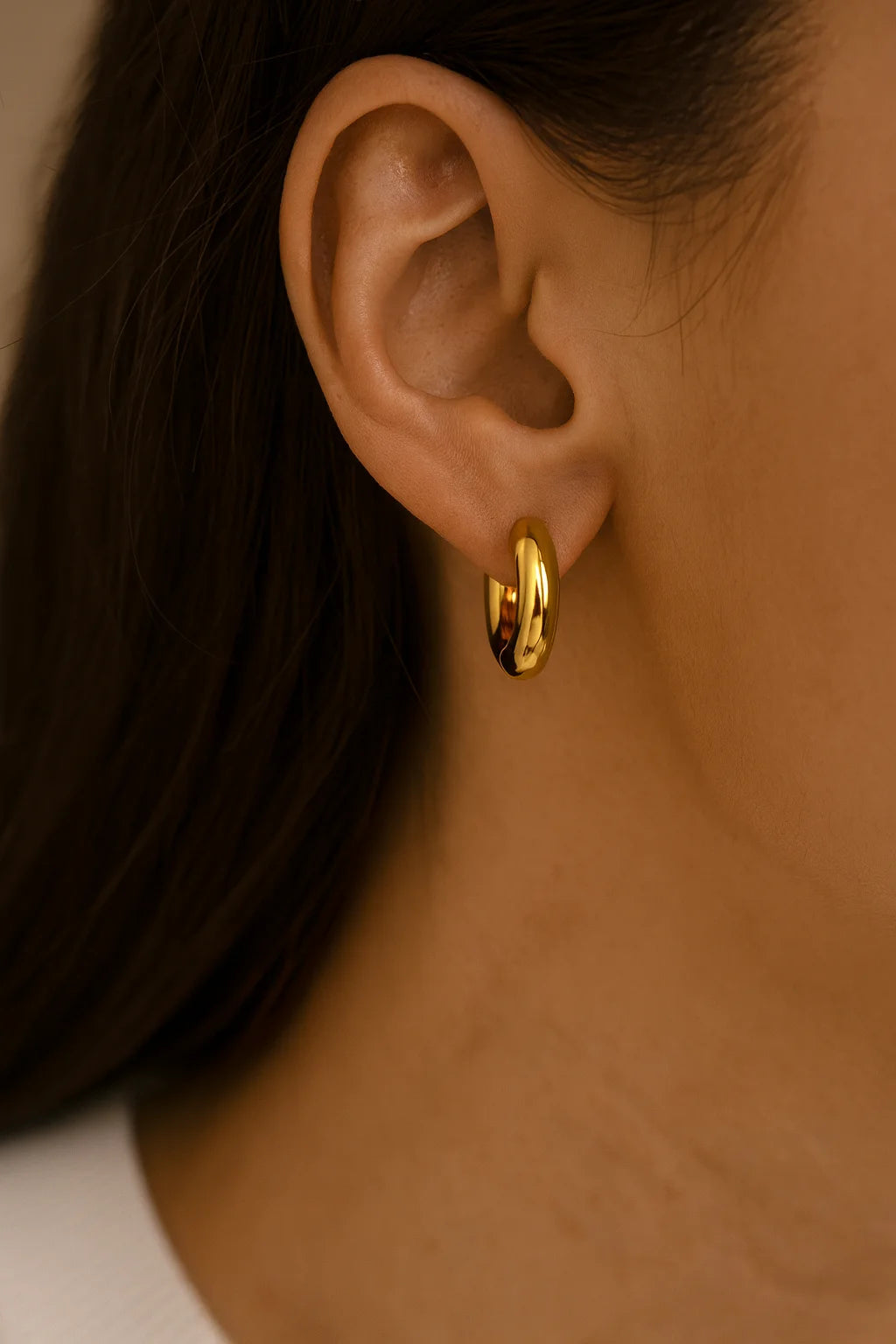 Chunky Huggie Hoop Earrings Gold Hoop Earrings