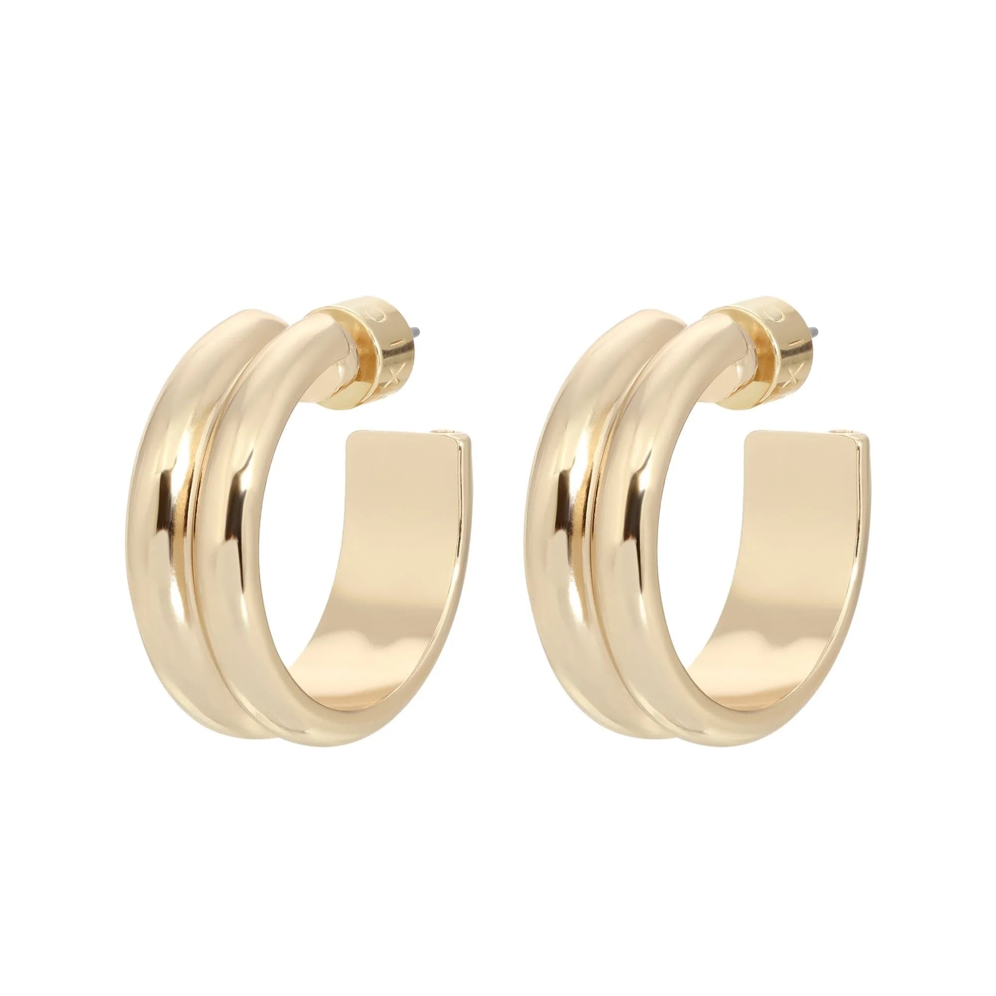 Gold hoop earrings from Double Domed Hoops collection, perfect for any style
