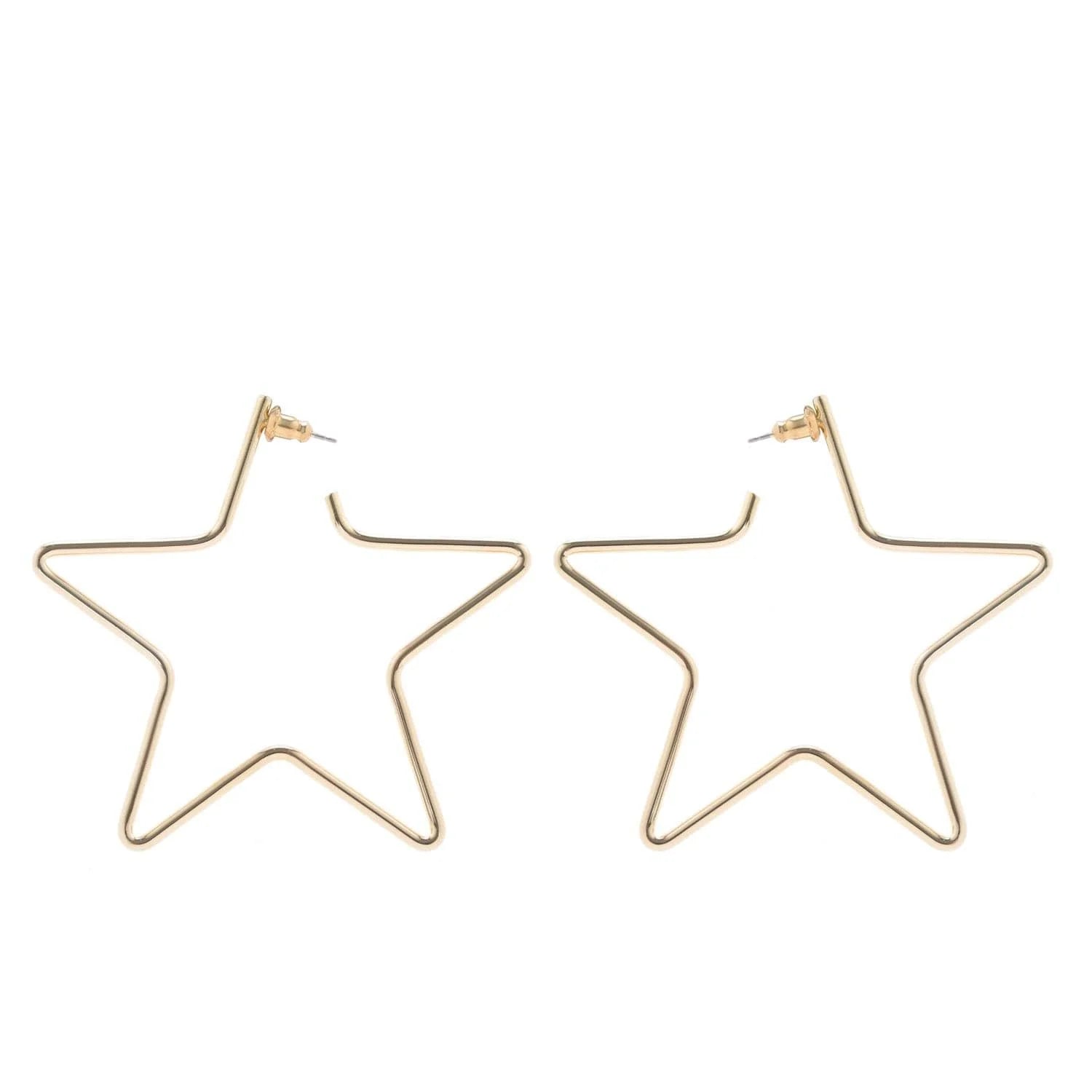 Gold star hoop earrings from Large Full Star Earrings collection stylish and trendy