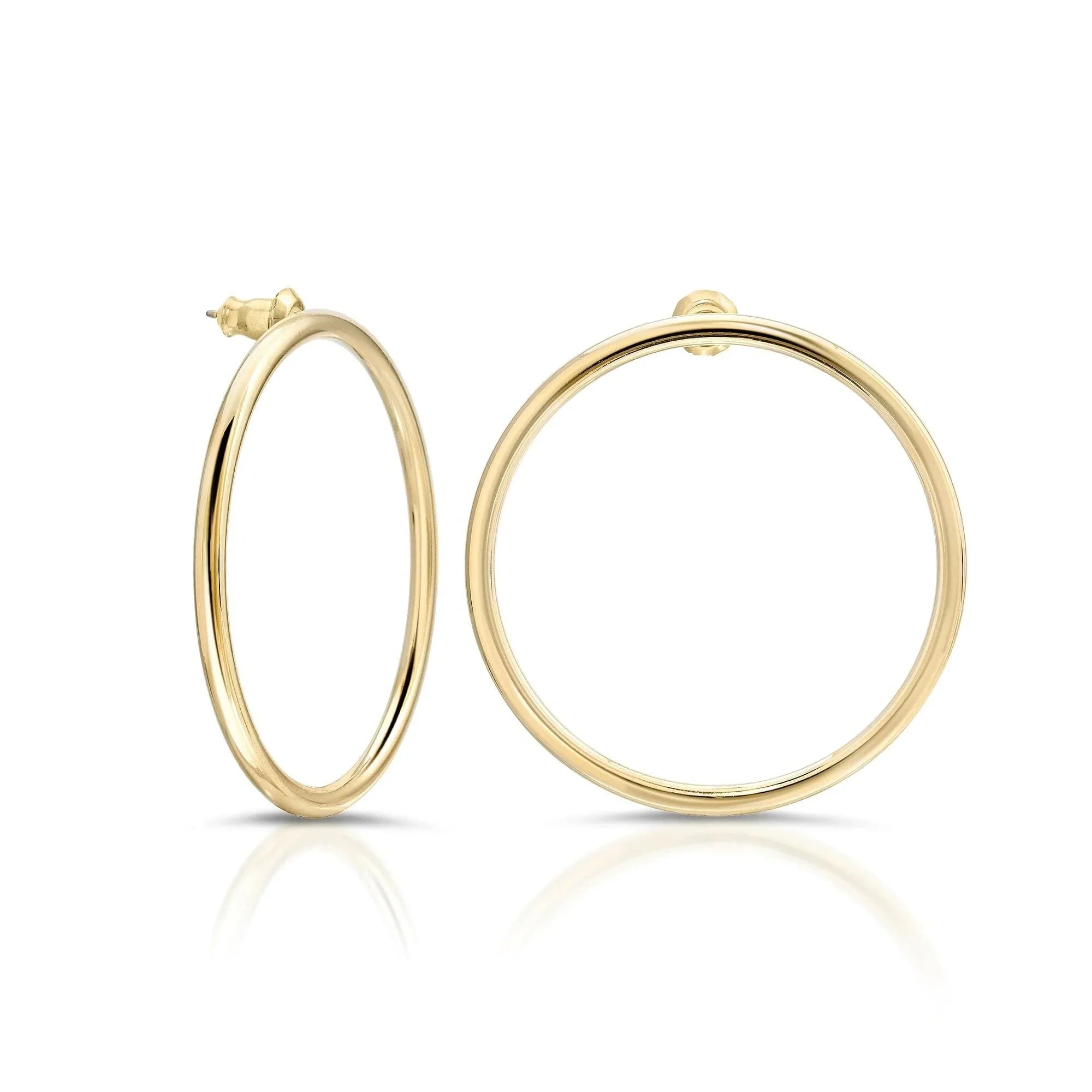 Gold hoop earrings shown in the Large Mia Earrings product shot