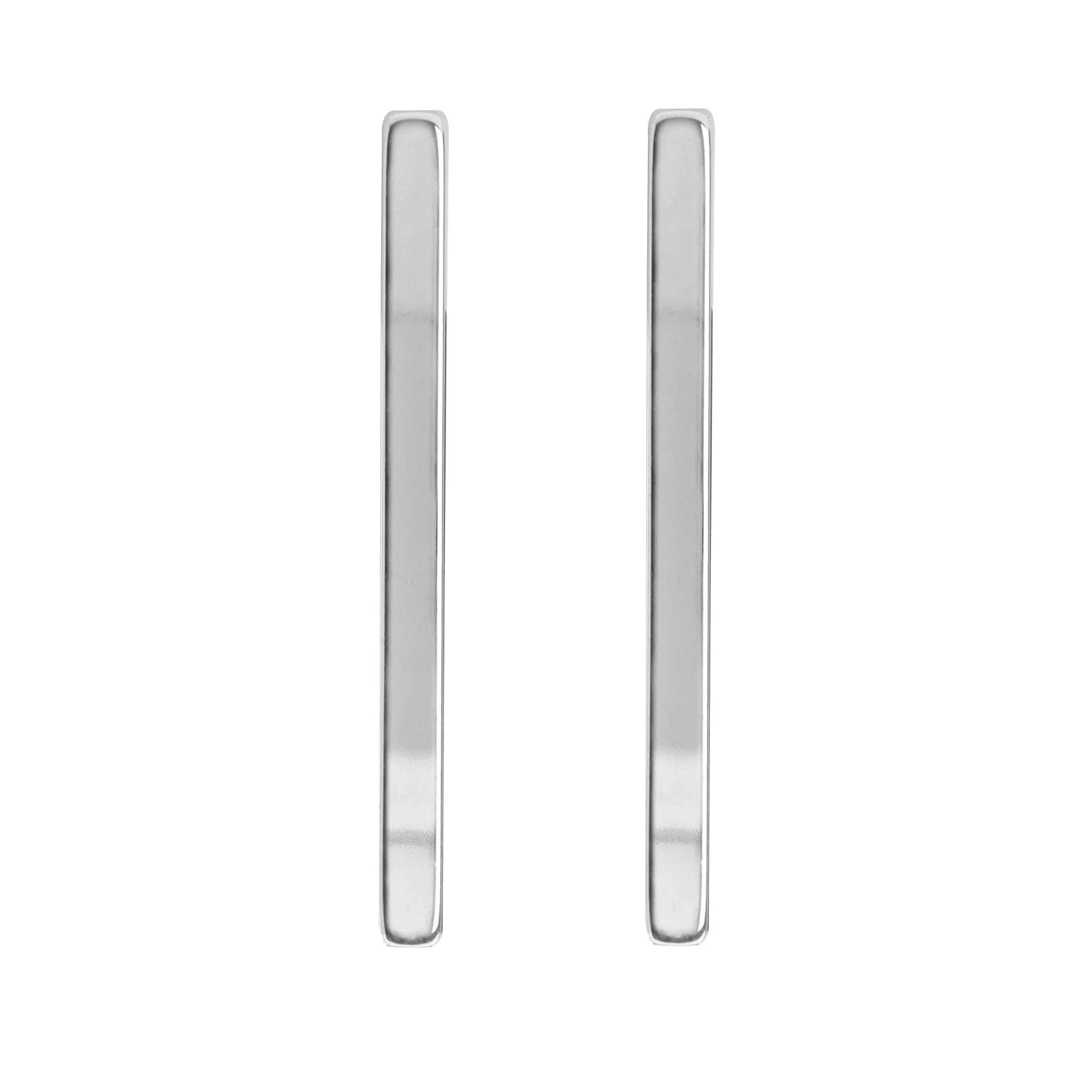 Shiny silver bar earrings from the Large Stick Earrings collection for a sleek look
