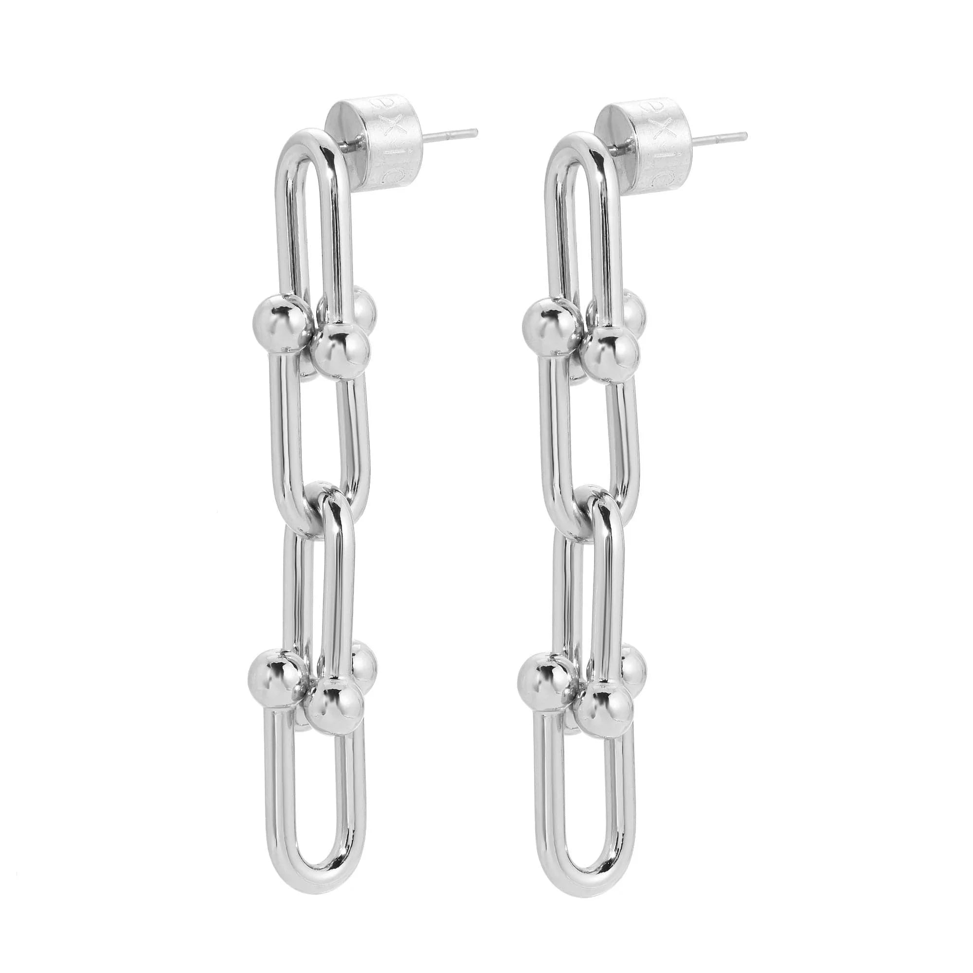 Silver chain-link dangle earrings from Margaux 4 Link Drop Earrings collection