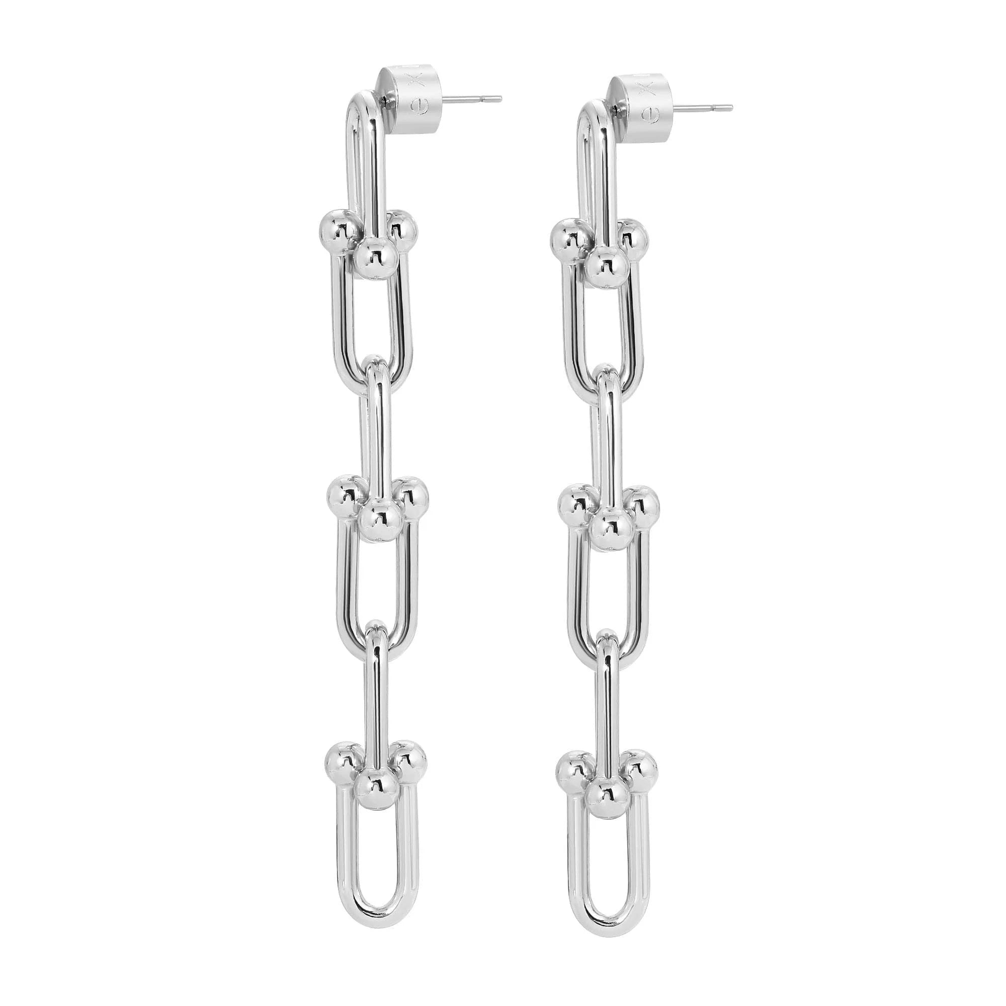 Silver chain-link earrings from Margaux 6 Link Drop Earrings collection