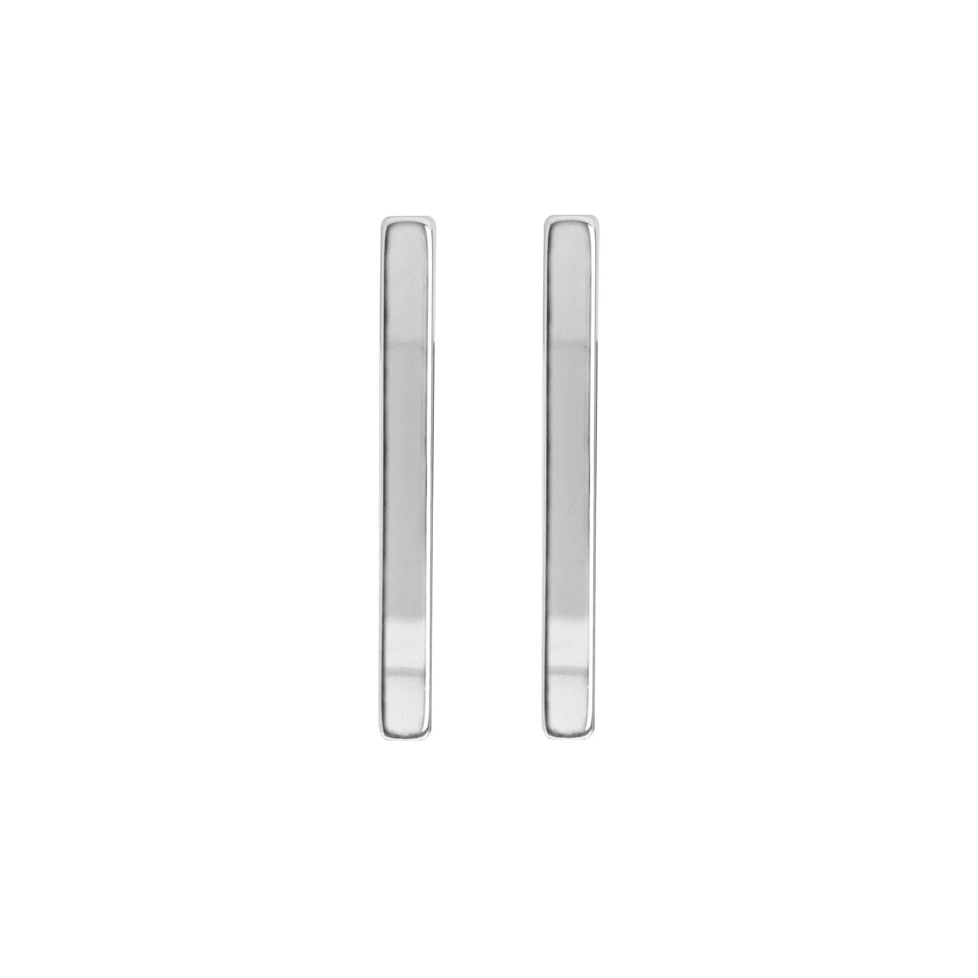 Medium Stick Earrings with Two Silver Rectangular Hoop Earrings look fresh and stylish