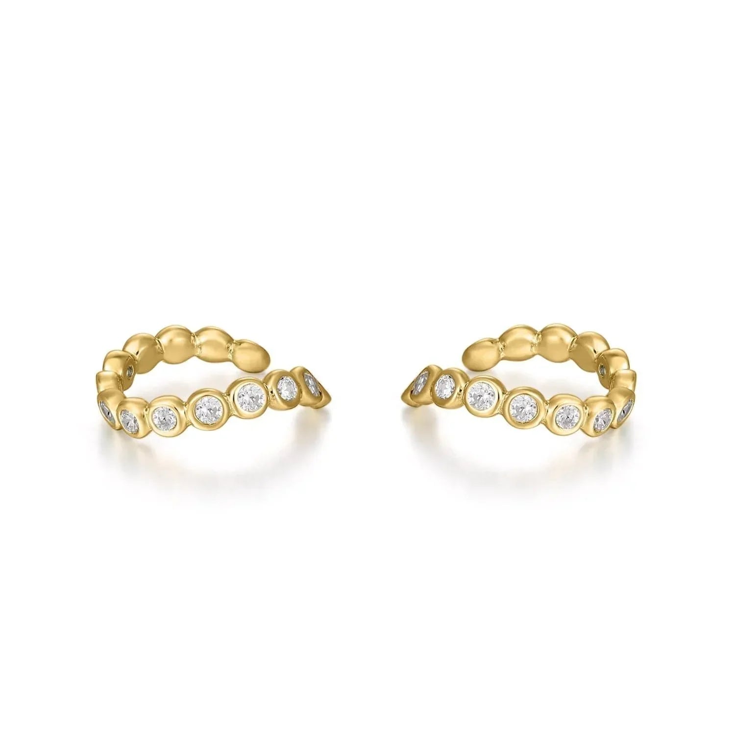 Gold ear cuffs with embedded diamonds from CZ Wavy Ear Cuff product line
