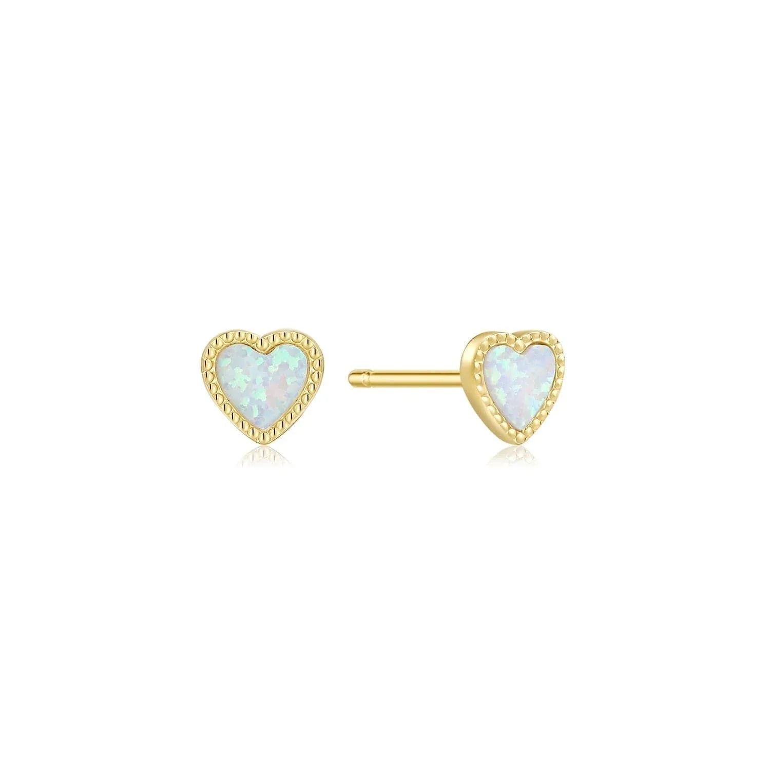 Gold heart-shaped opal earrings from Micro Opal Heart Studs collection