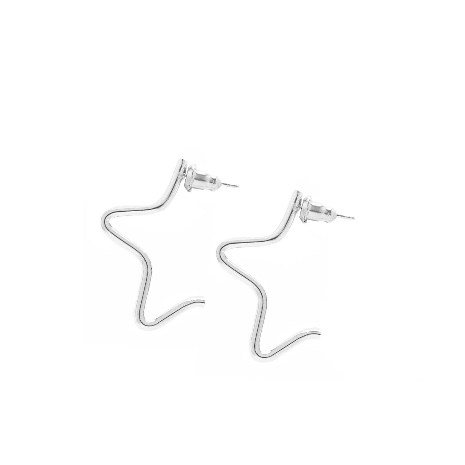 Silver star-shaped earrings from Small 1/2 Star Earrings collection
