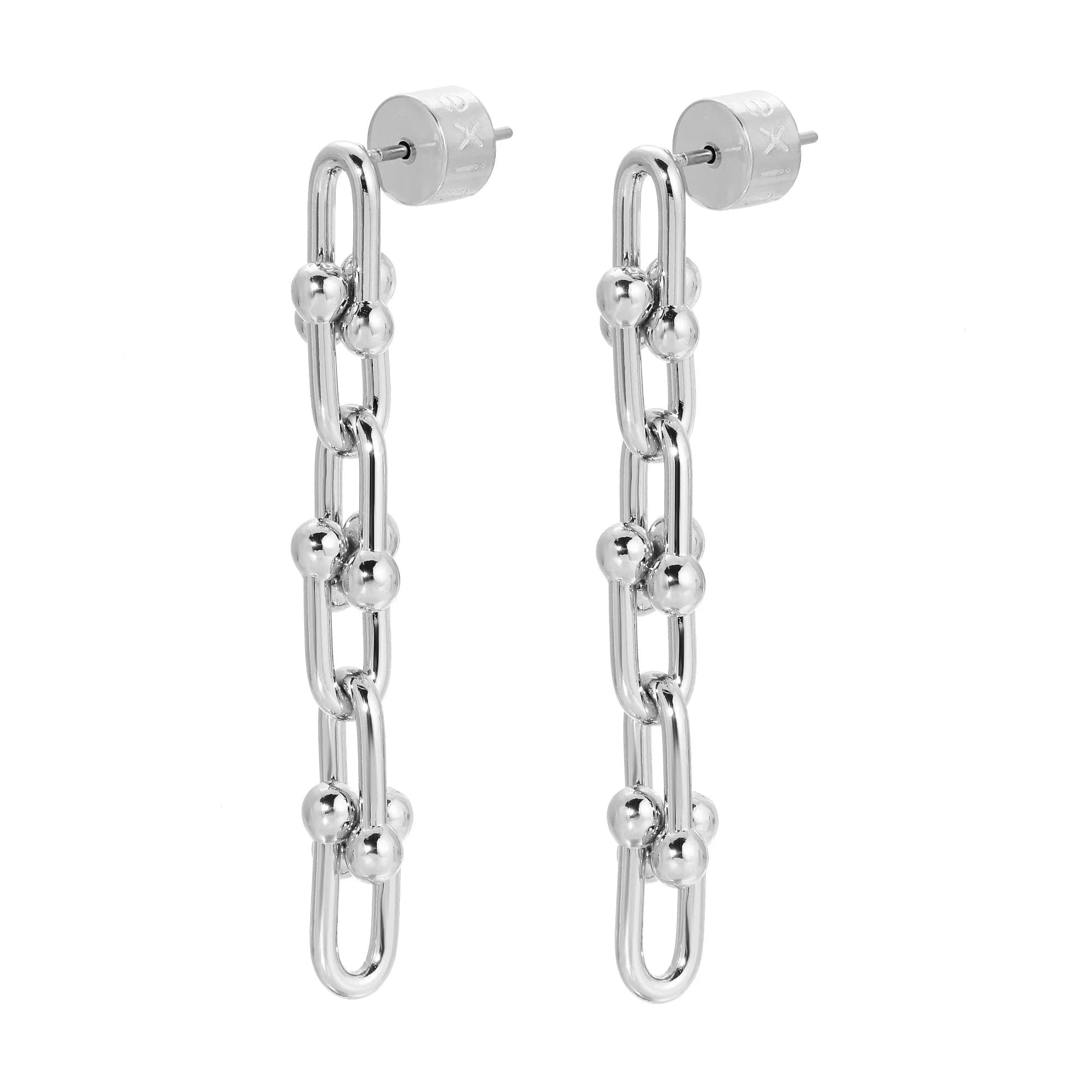 Silver chain-link earrings from Small Margaux 6 Link Drop Earrings collection