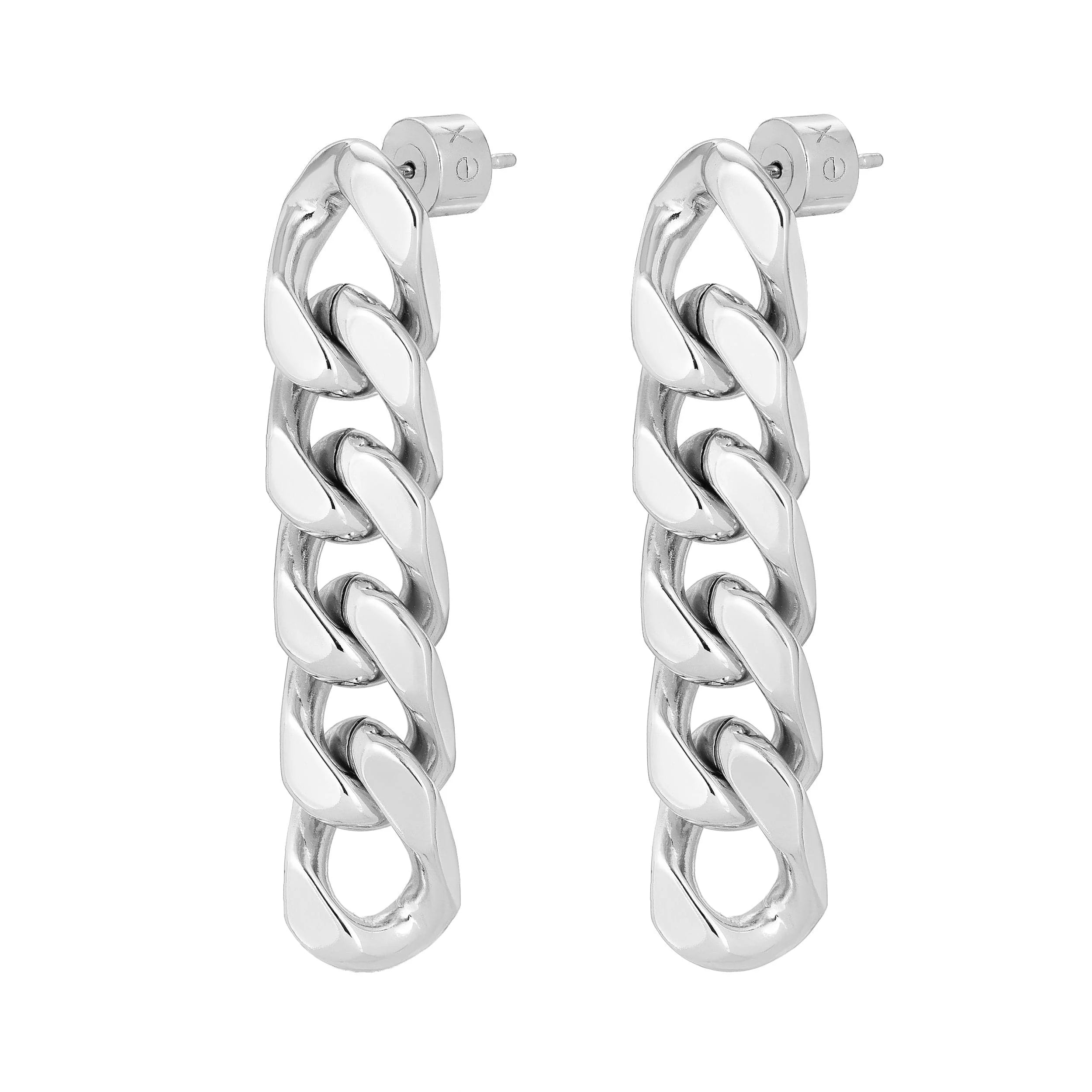 Silver chain-link earrings from the Taraji 5 Link Drop Earrings collection
