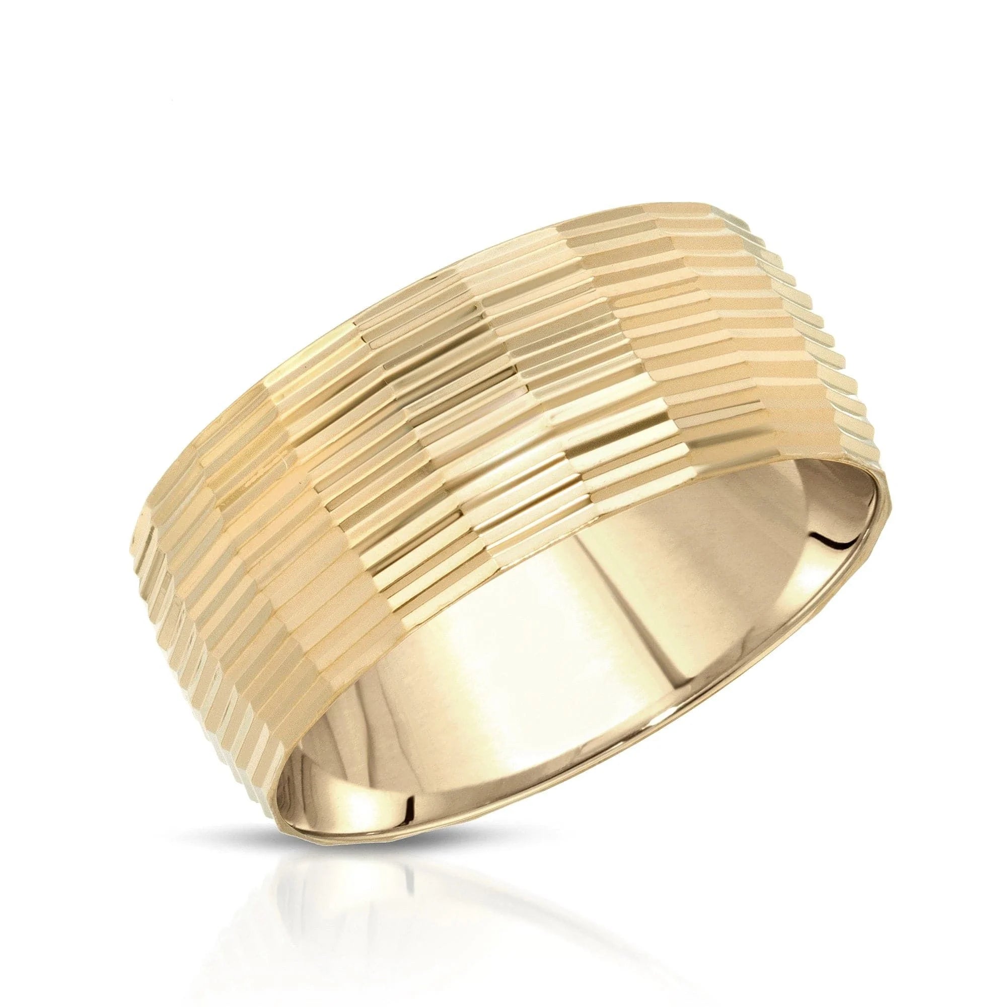 Gold textured Miranda Ring showing off a stylish, shiny finish perfect for any look