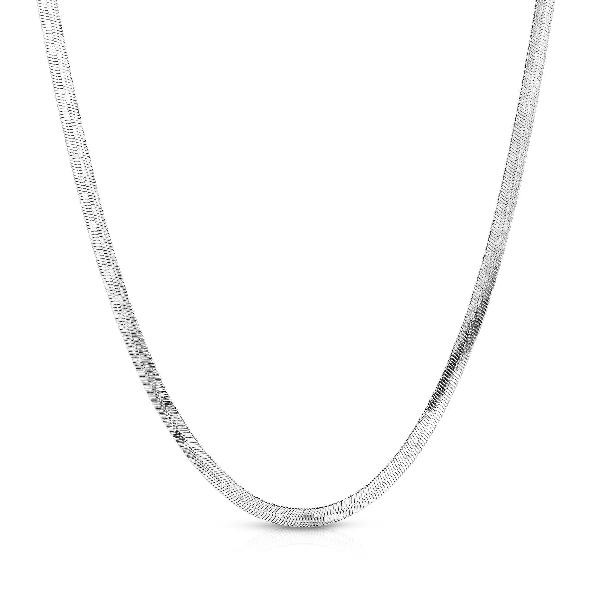 Silver Herringbone Chain from the 7mm Viper Chain Necklace collection