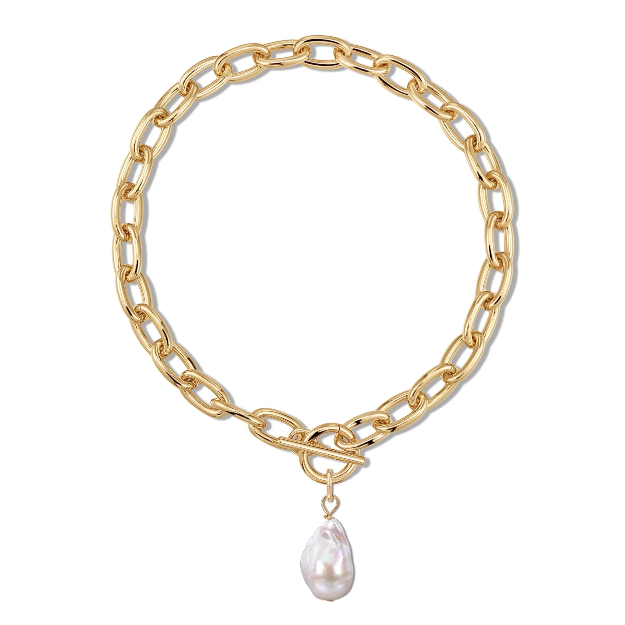 Gold chain necklace with baroque pearl pendant from Alana XL Baroque Pearl Pendant Necklace