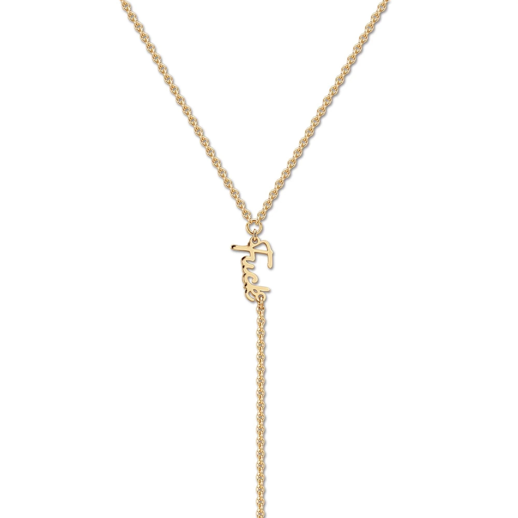 Gold-toned Sagittarius pendant necklace from Dainty Script Fuck Lariat Necklace