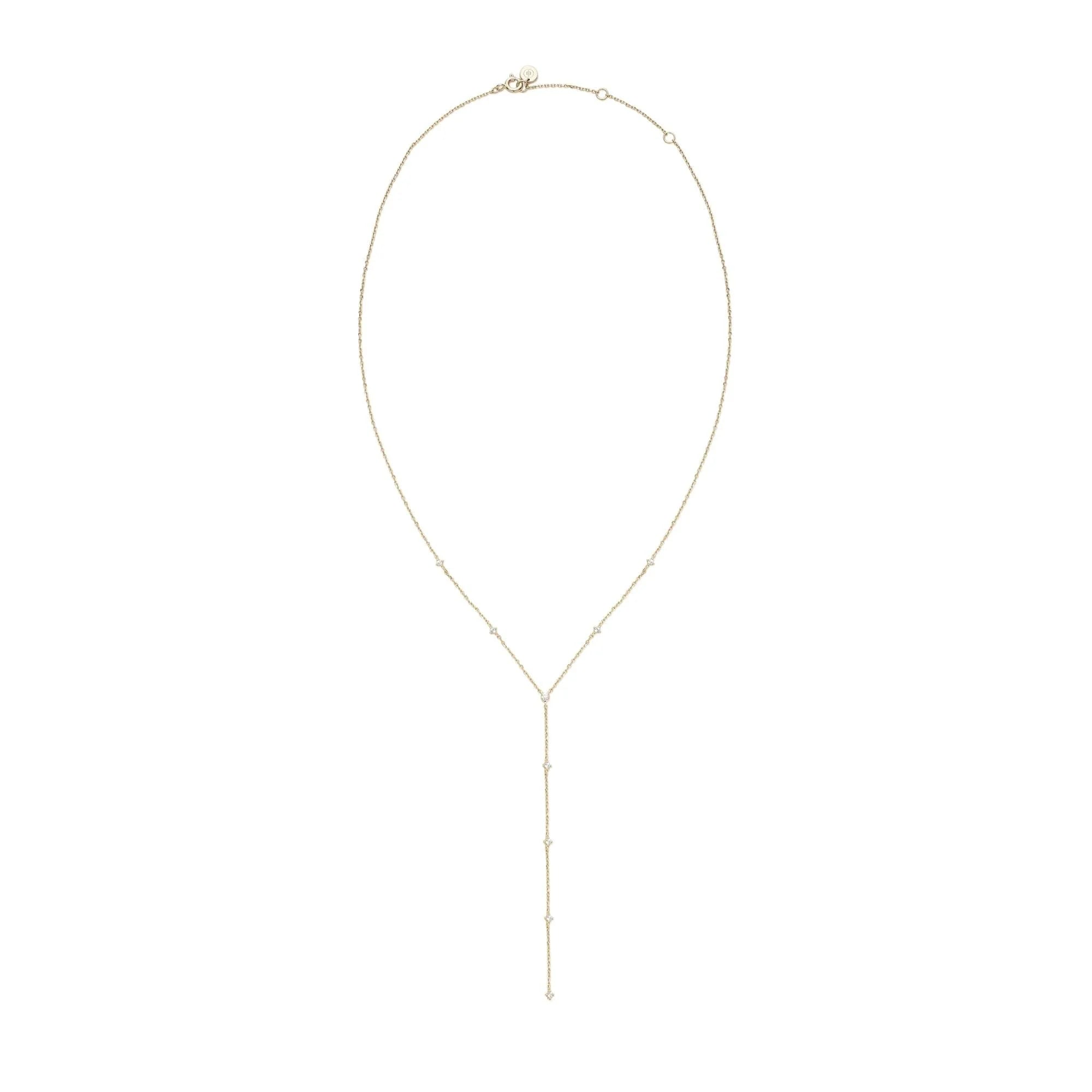 Delicate silver-toned Lariat necklace with small bead accents from Diamond Studded Lariat collection