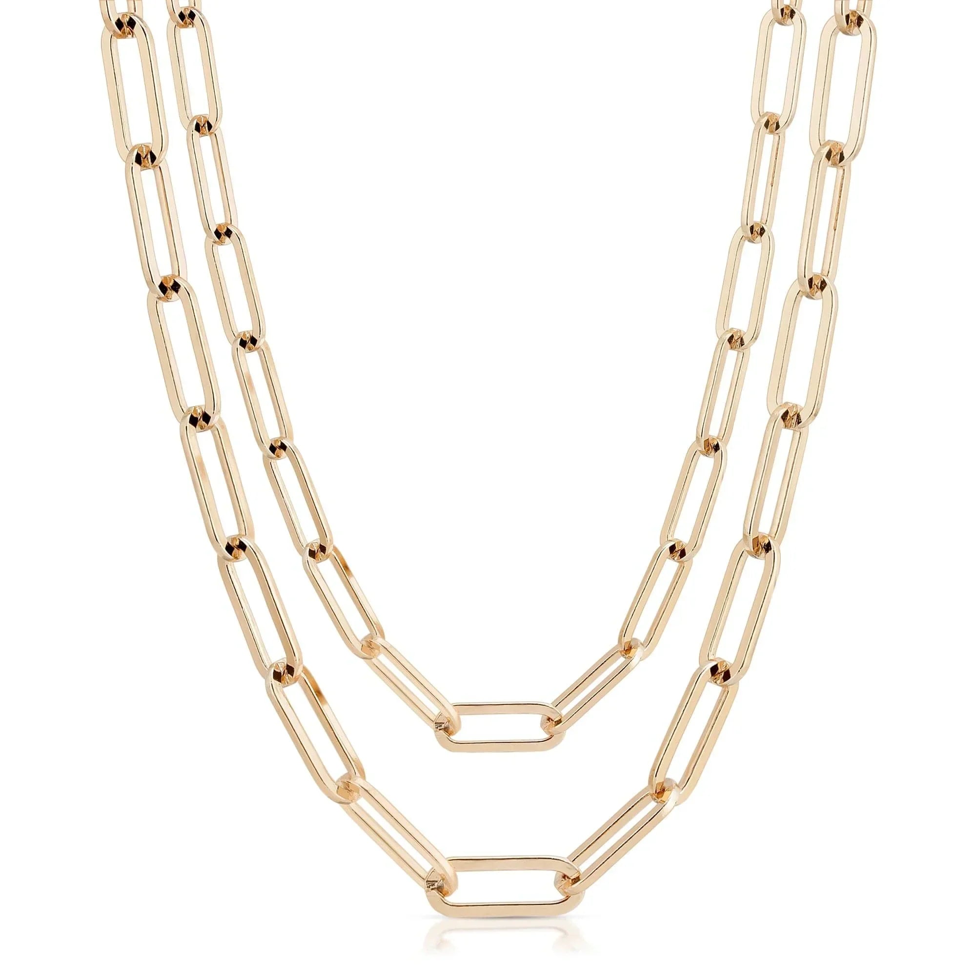 Double Large Elongated Link Chain Necklace