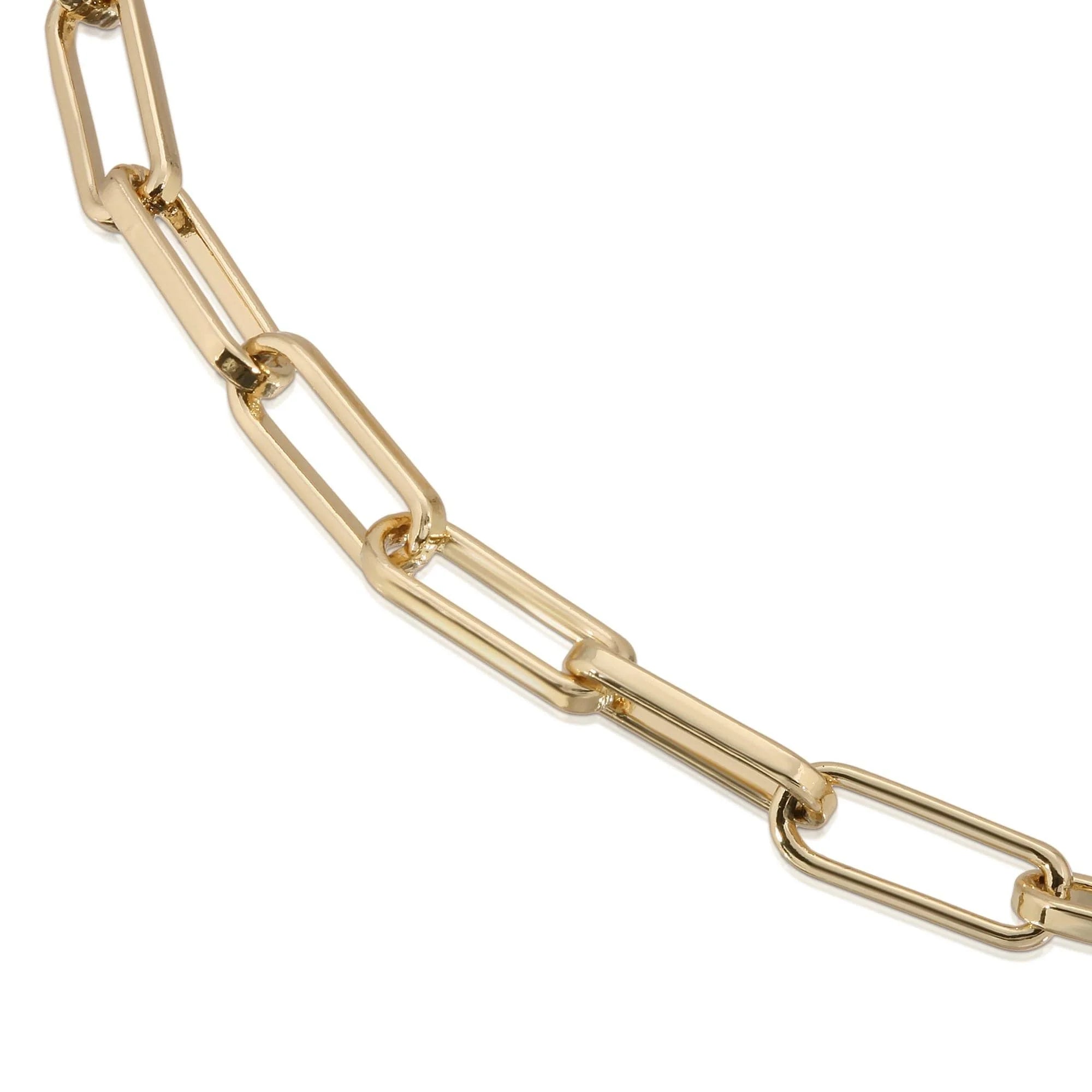Gold chain link necklace from the Elongated Link Mask Chain collection