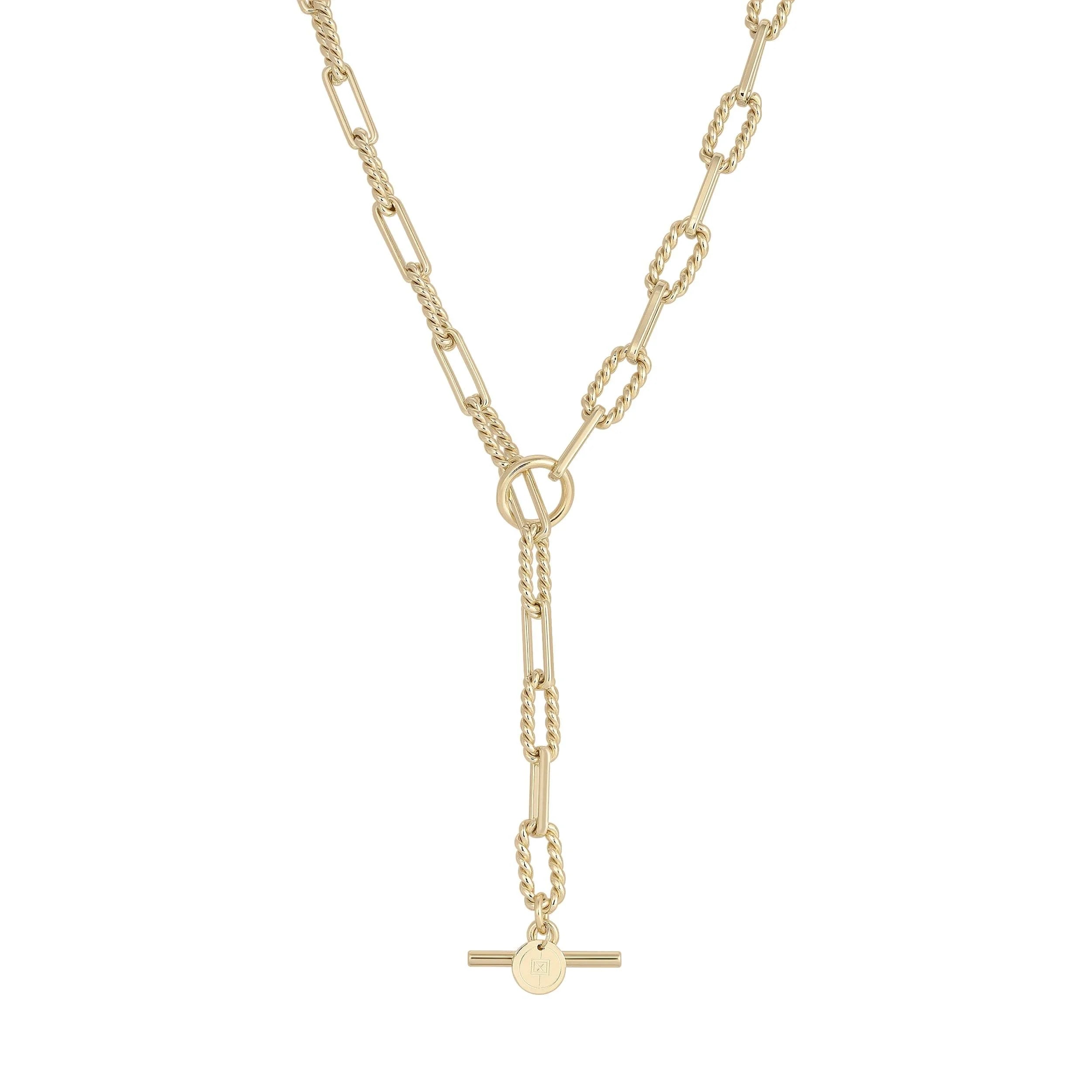 Gold-toned chain link Y-necklace from Enzo Toggle Convertible Lariat Necklace collection