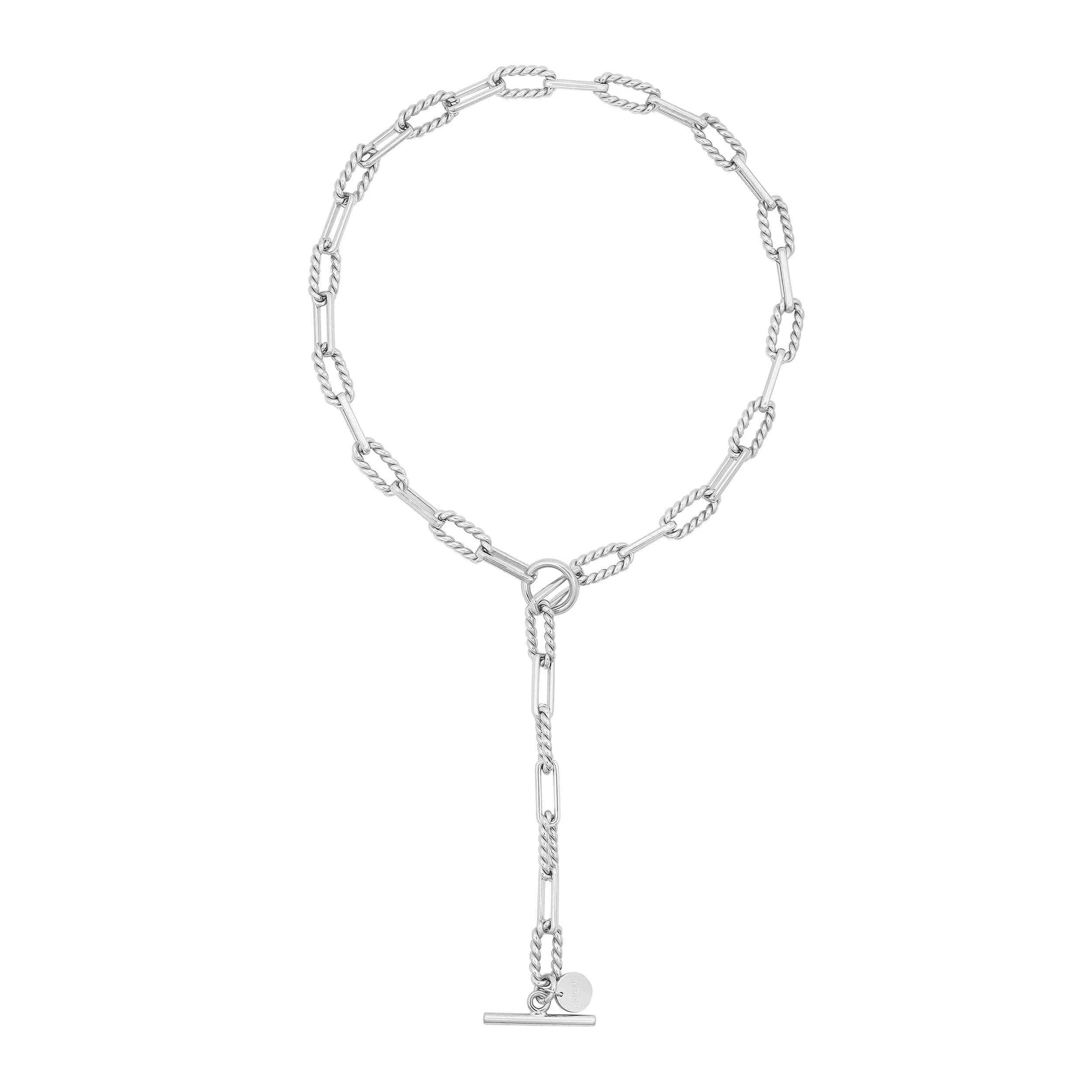 Silver twisted-link chain necklace with toggle clasp from the Enzo Toggle Convertible Lariat Necklace collection